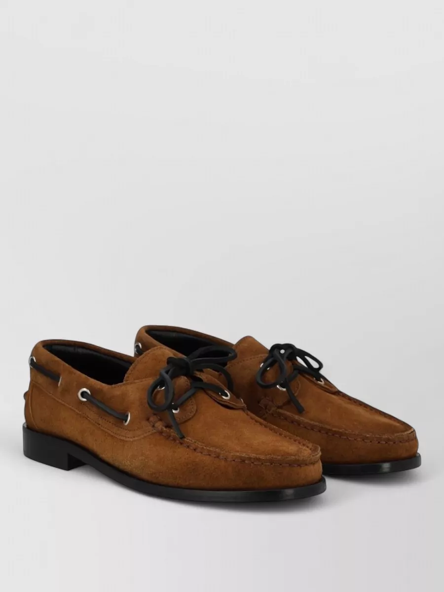Aeyde Loafers Suede Finish Lace Eyelet Moc Toe
