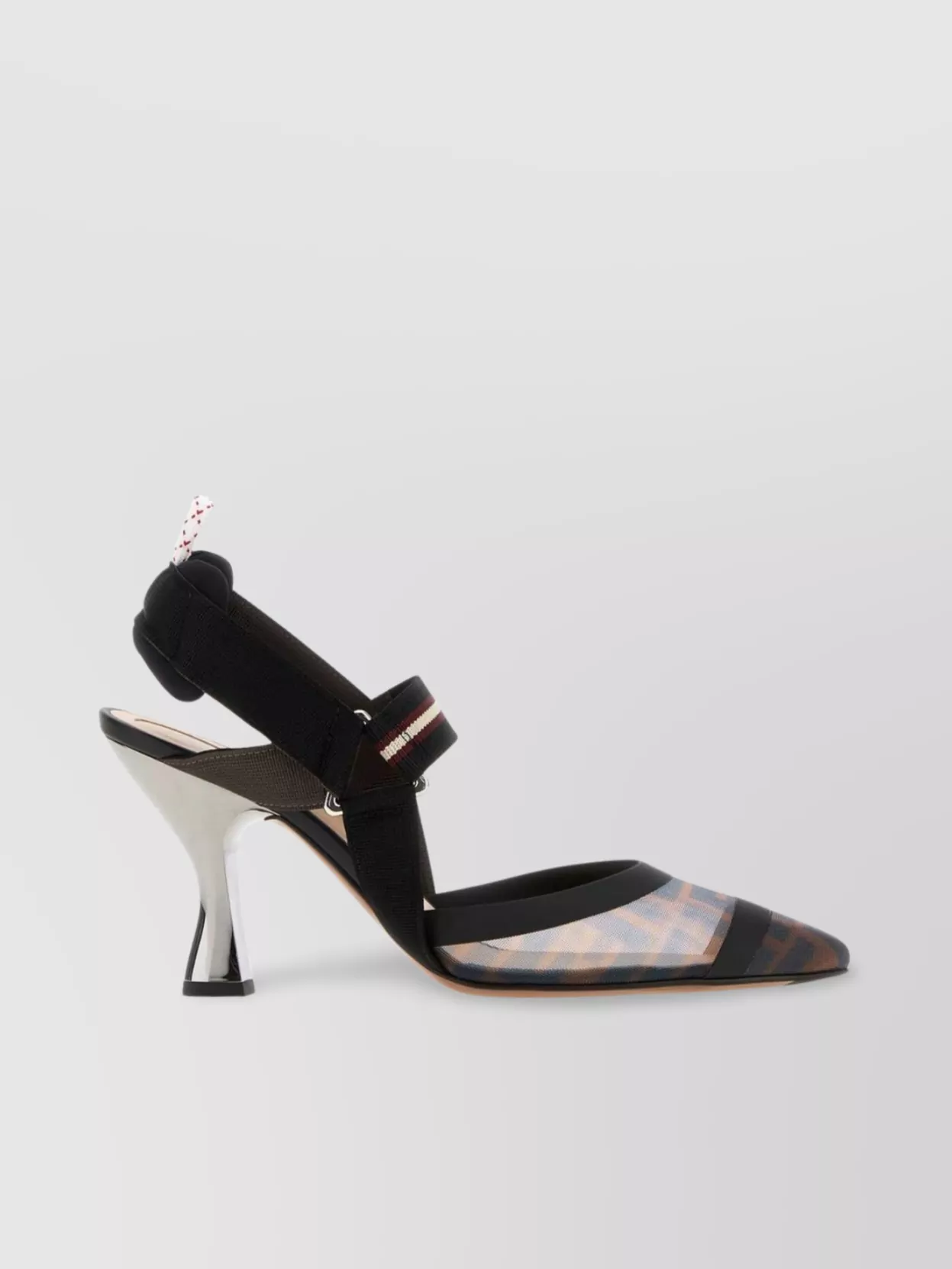 Fendi Slingback Brown Nylon Sandals In Multi