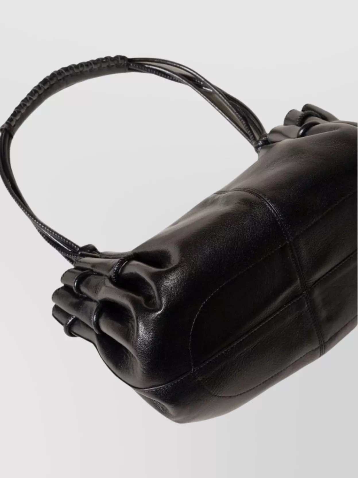 Hereu Leather Shoulder Bag With Knot And Pleat Detailing In Black