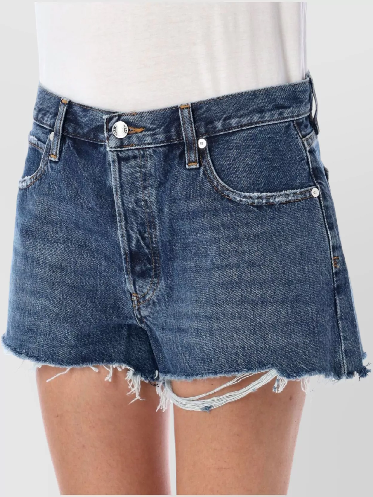 Frame Looped Five-Pocket Frayed Hem Short