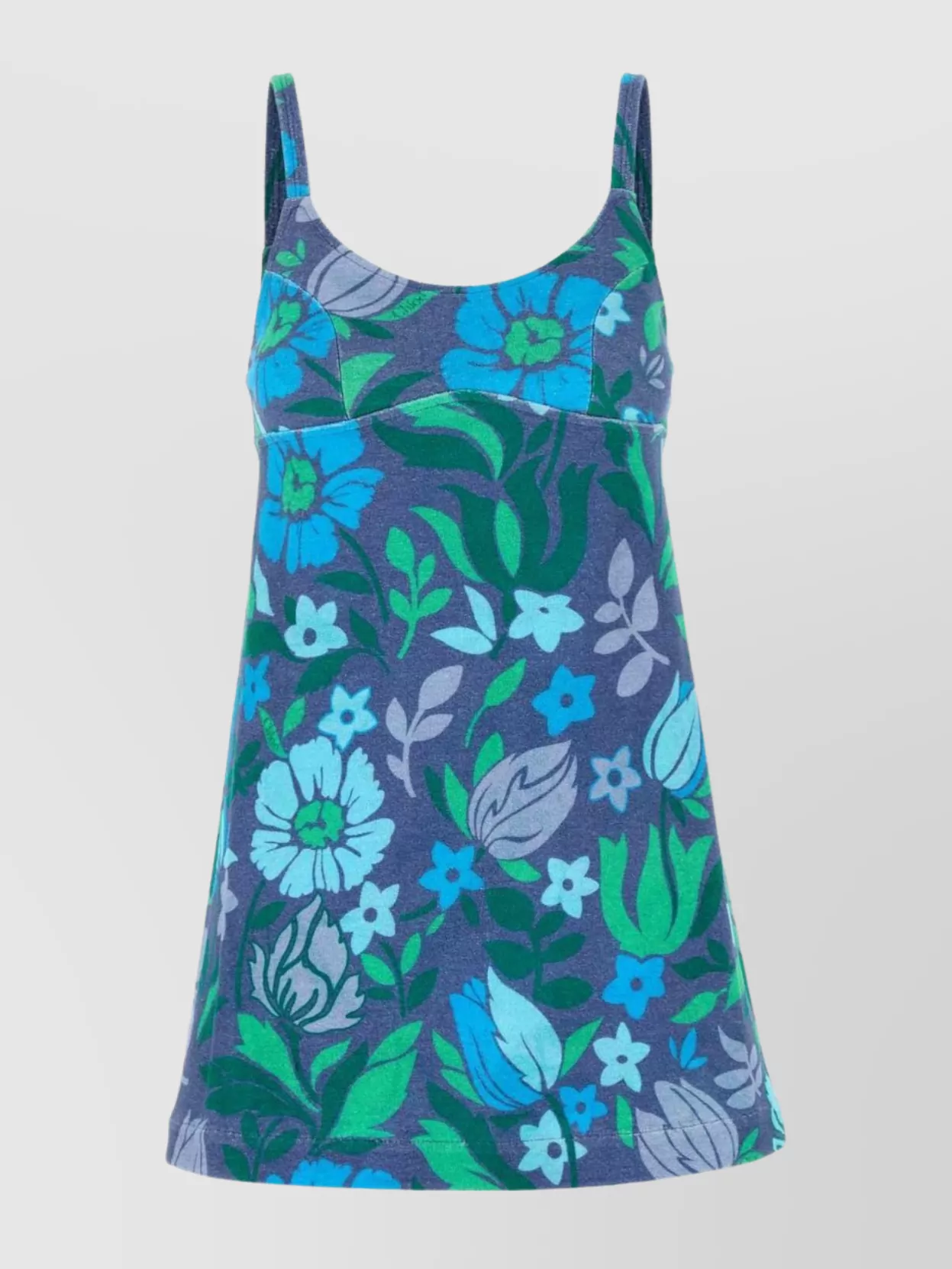 Chloé Floral Print Sleeveless Mini Dress In Blue