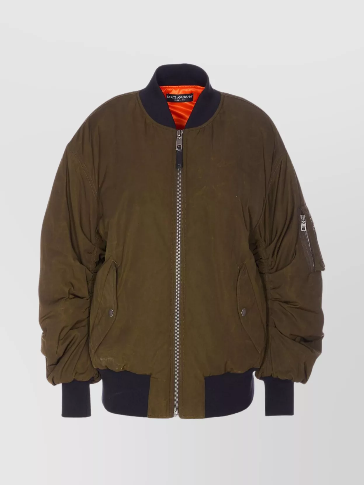 Dolce & Gabbana Down Jacket With Crewneck And Pockets In Brown