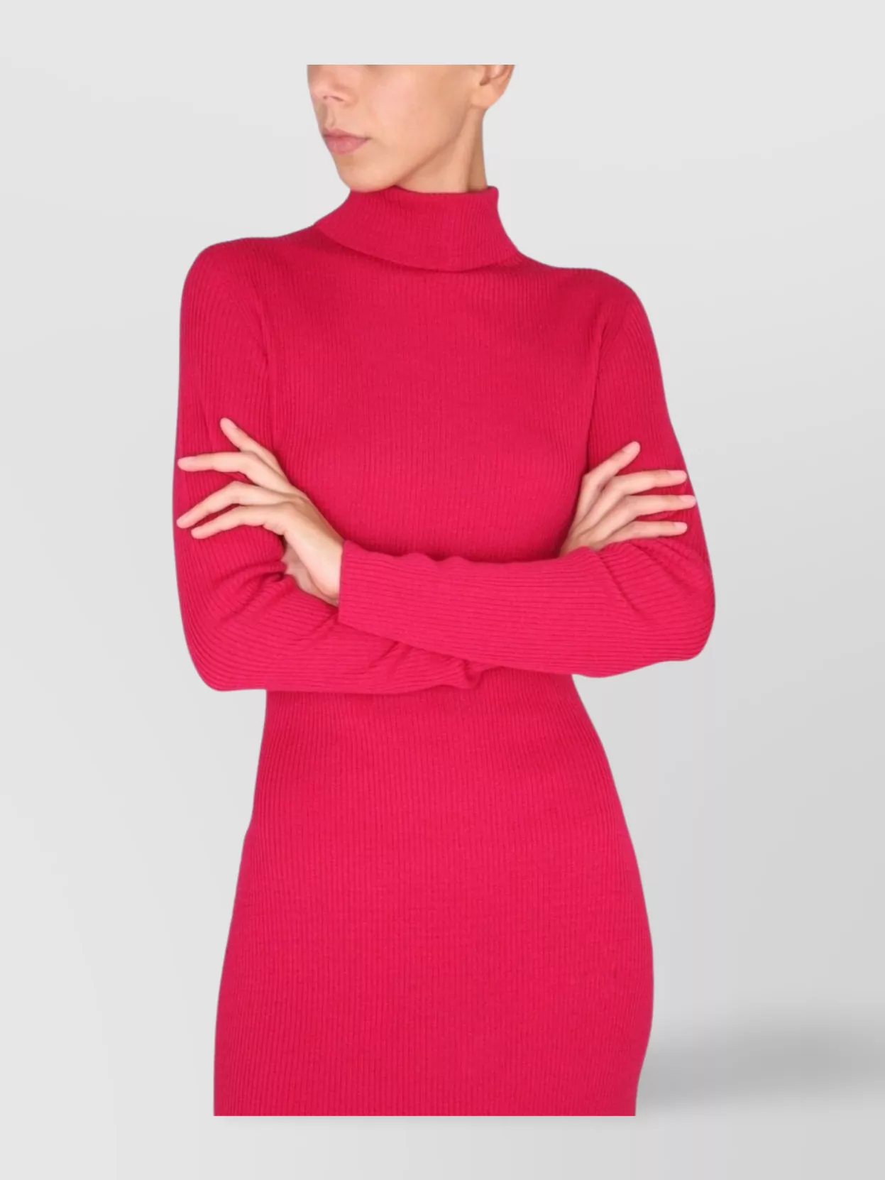 Dsquared2 Ribbed Turtleneck Knit Dress With Long Sleeves