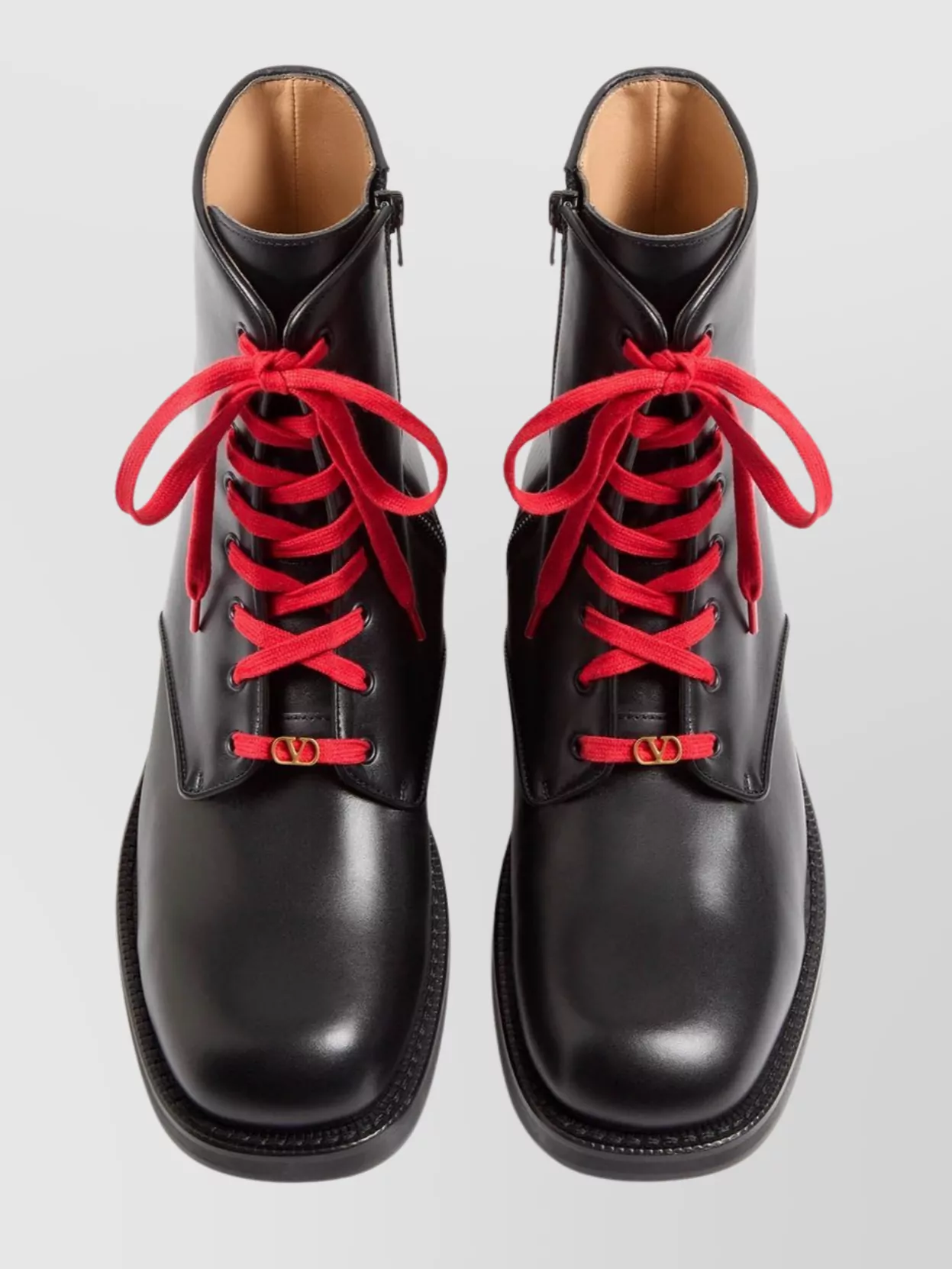 Valentino Garavani Calfskin Ankle Boots With Double Laces