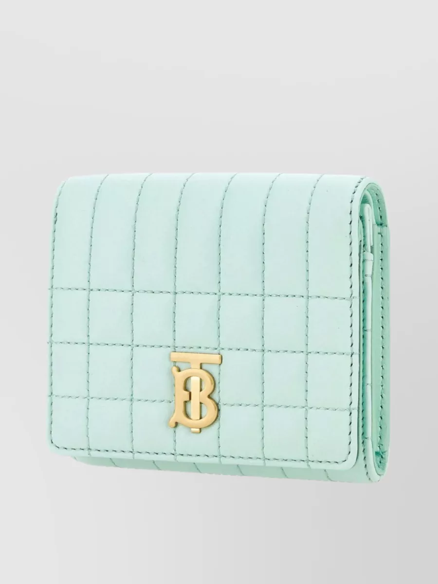 Shop Burberry Lola Small Wallet In Light-blue Nappa Leather In Cyan