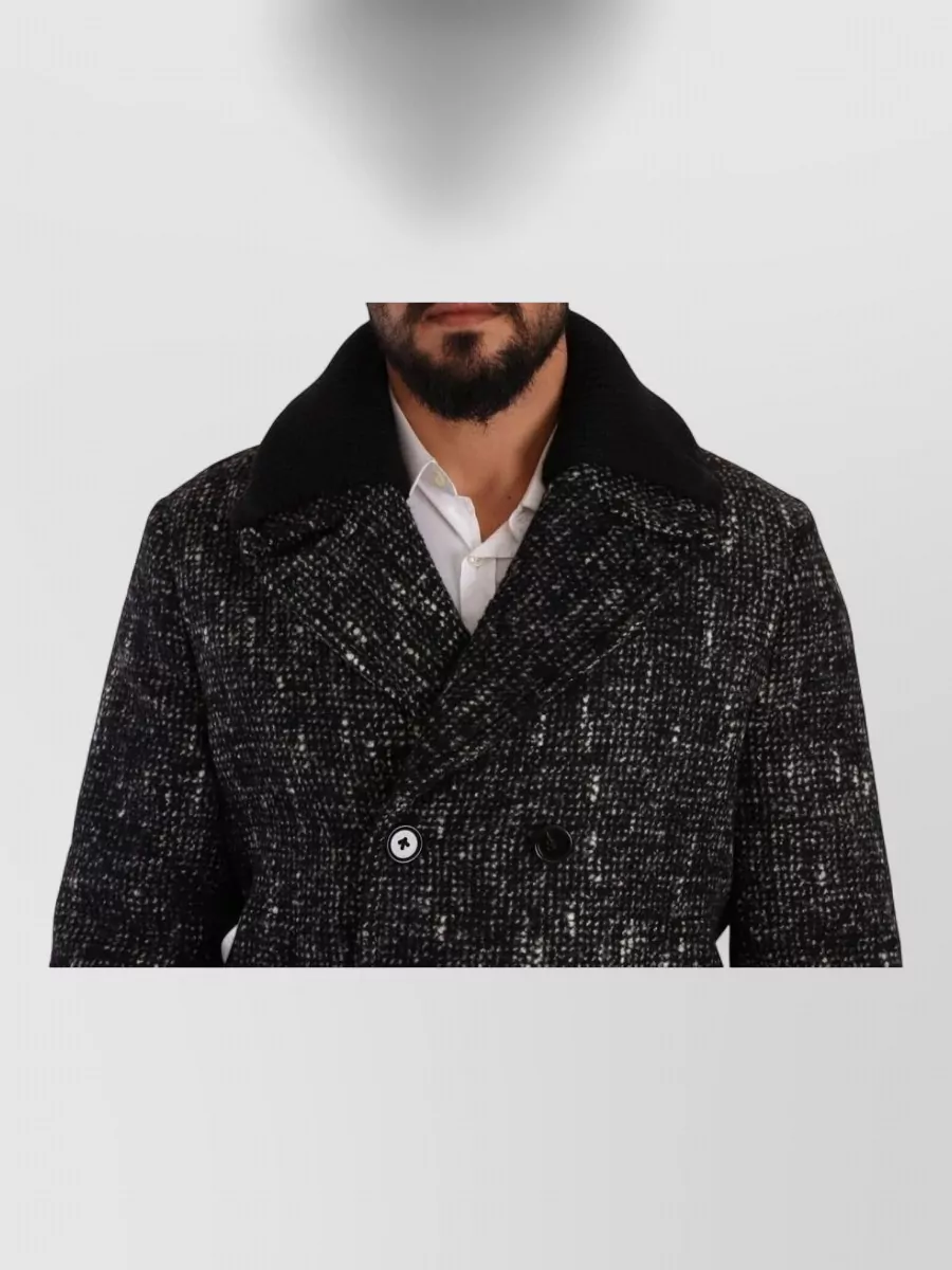 Dolce&Gabbana Wool Alpaca Speckled Double-Breasted Peacoat