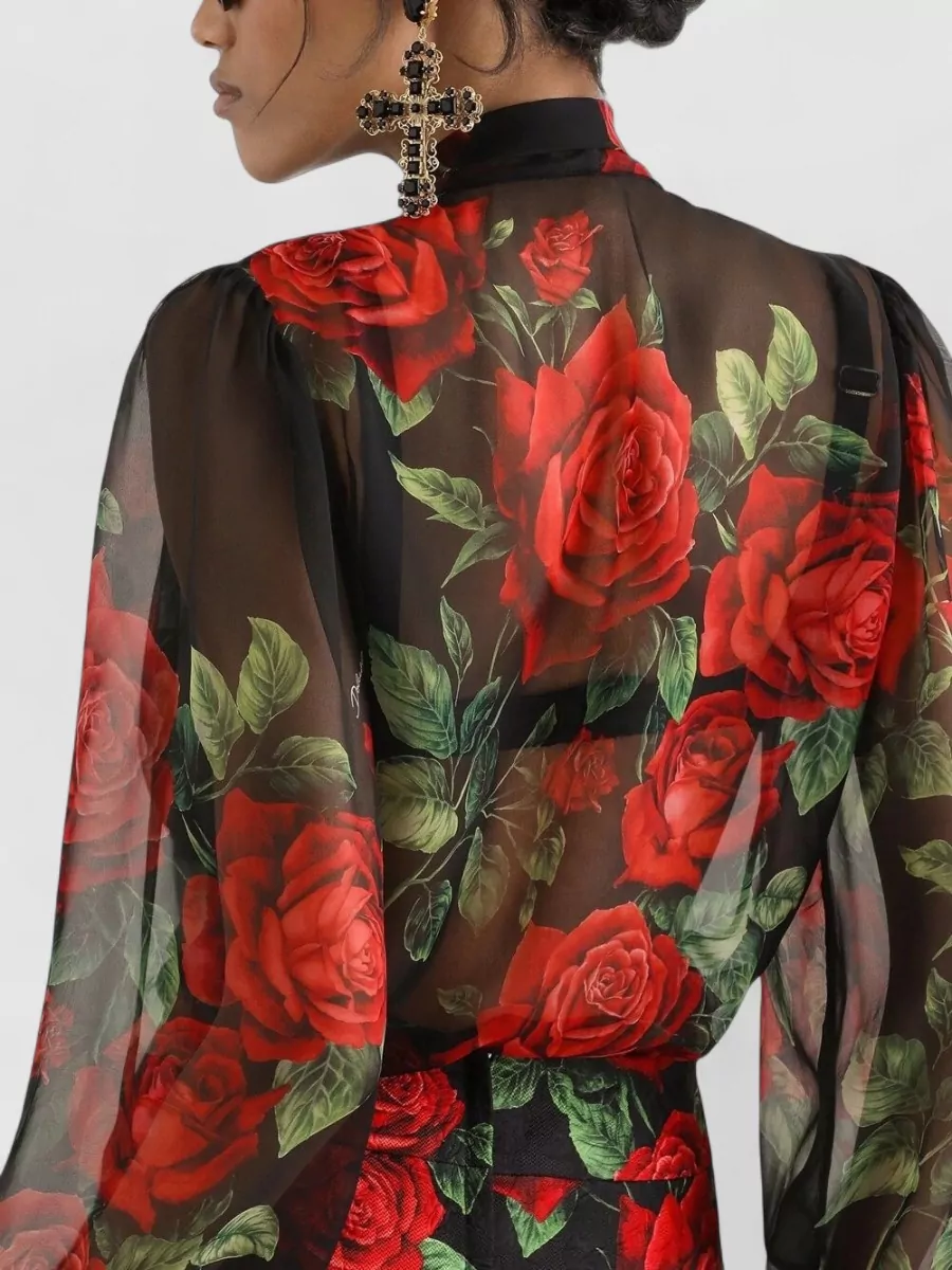Dolce&Gabbana Silk Floral-Print Chiffon Blouse