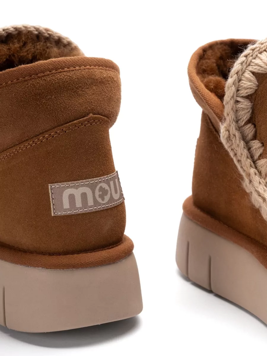 Mou Shearling Suede Platform Ankle Boots