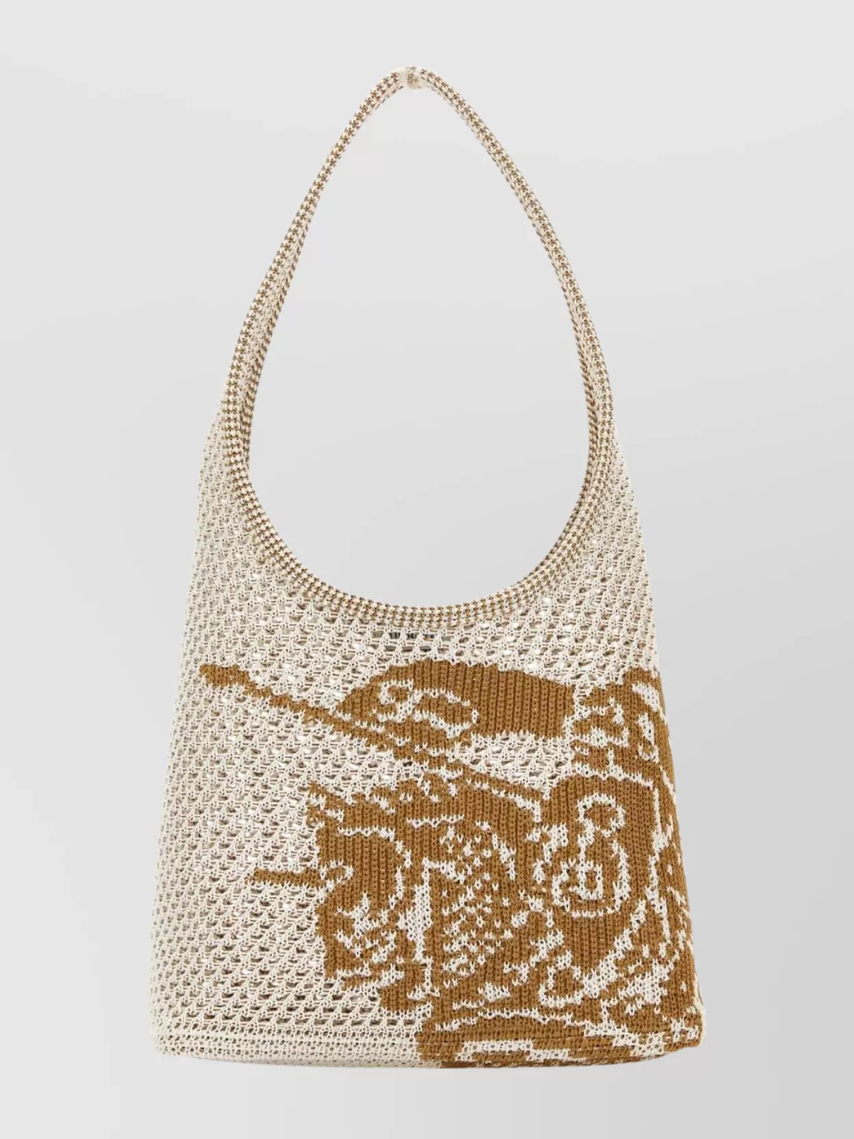 Burberry Graphic Design Knitted Shoulder Bag In White