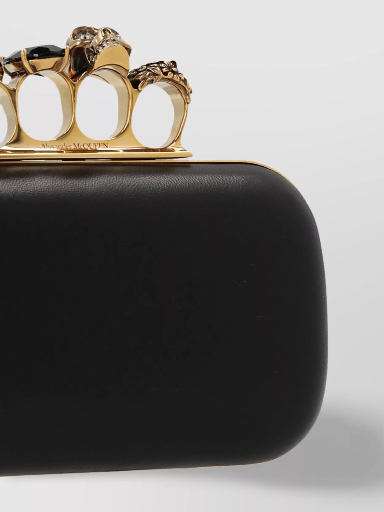 Alexander Mcqueen Structured Clutch With Chain Strap And Knuckle Rings