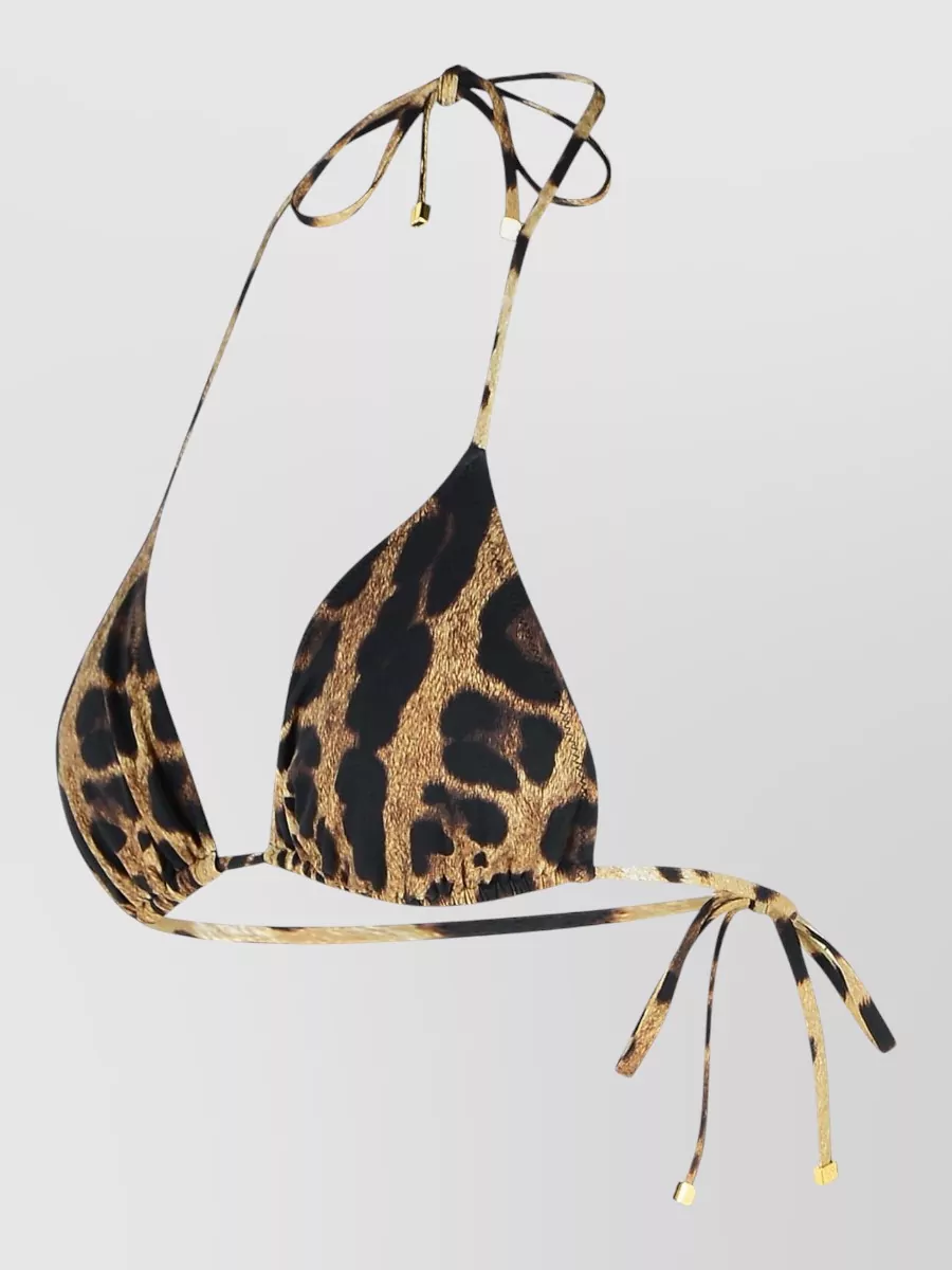 Dolce & Gabbana Halter Neck Triangle Cup Swimwear In Brown