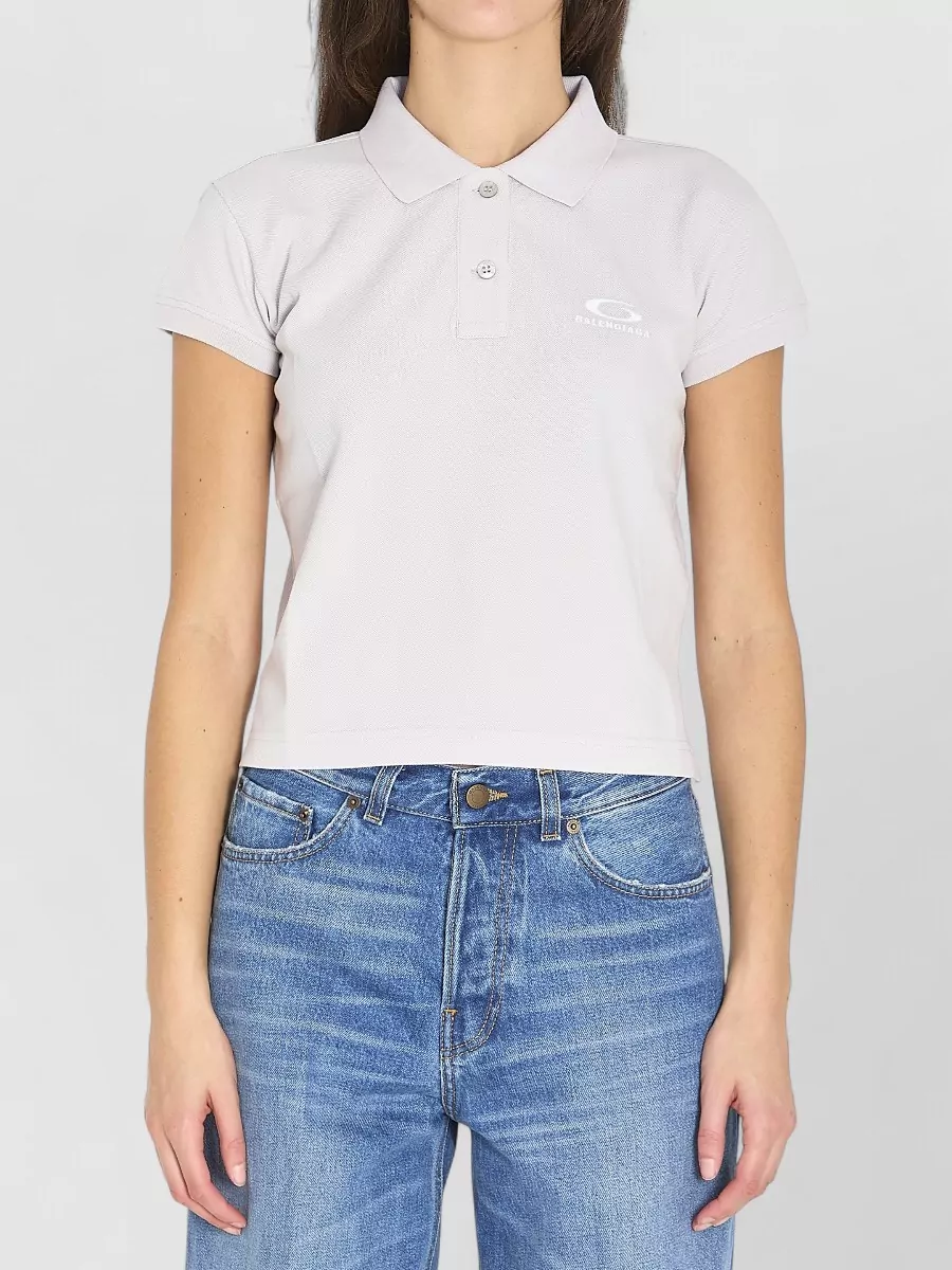 Balenciaga Cotton Cropped Short-Sleeve Polo Shirt