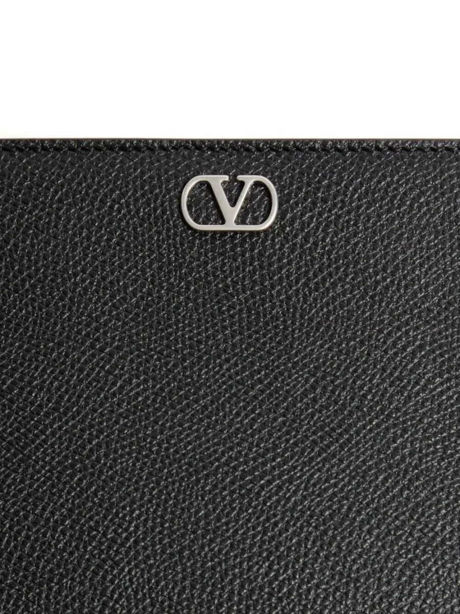 Valentino Garavani V Logo Clutch Bag Textured Finish Strap
