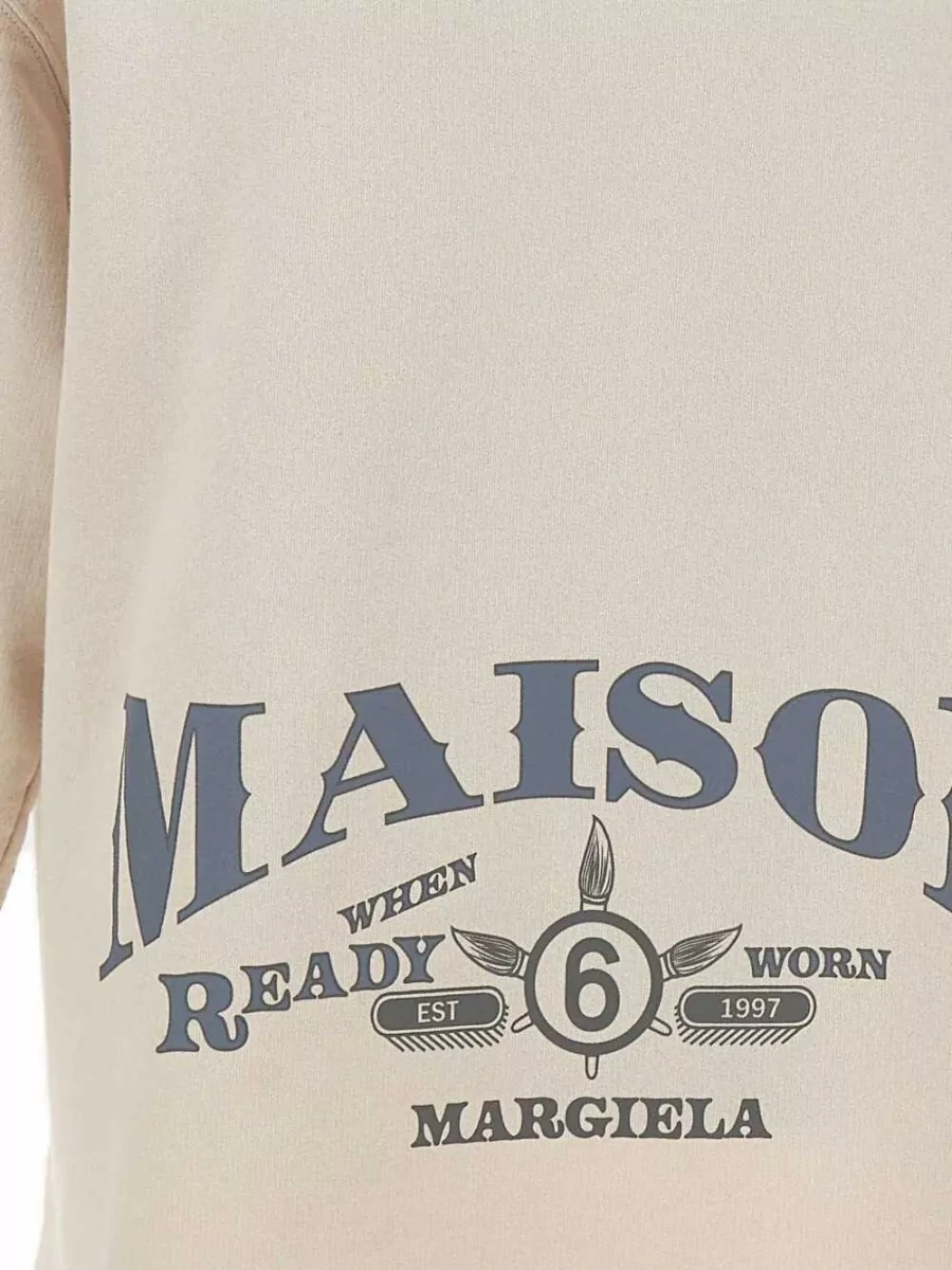 Mm6 Maison Margiela Cotton Logo-Print Crew-Neck Sweatshirt