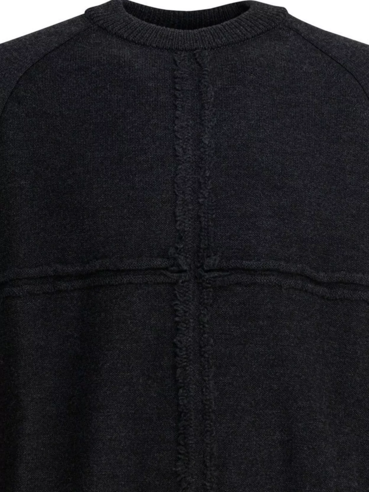 Comme Des Garçons Homme Deux Long Sleeve Textured Knitwear With Ribbed Neckline In Black