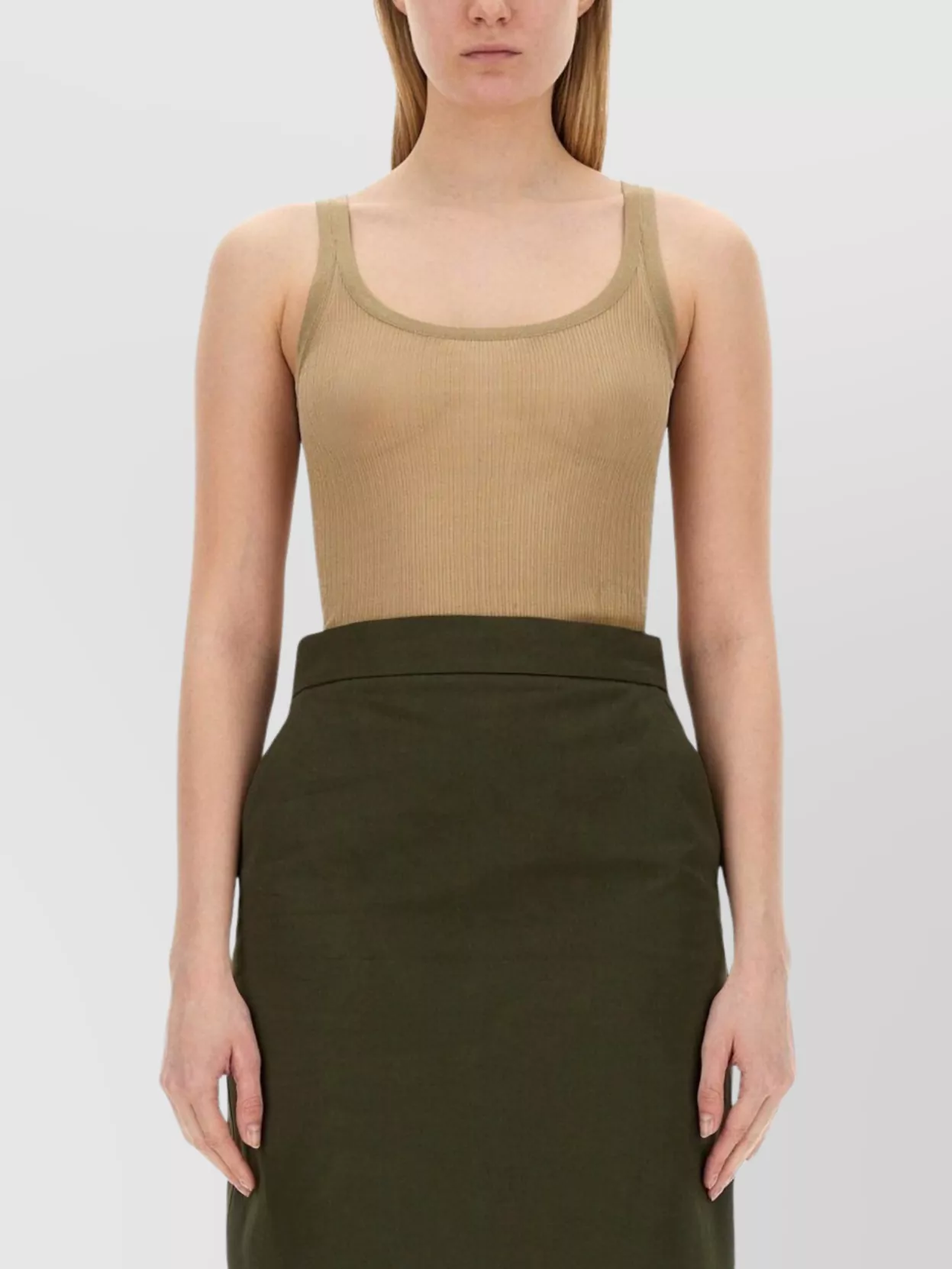 Max Mara Sleeveless Ribbed Scoop Neck Tank Top