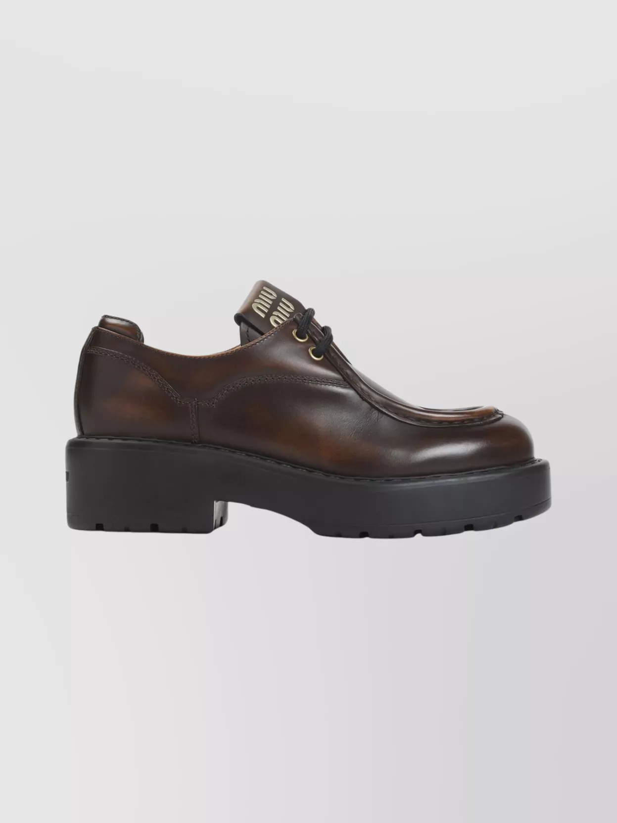 Miu Miu Lace-up Shoes Featuring Chunky Sole In Brown