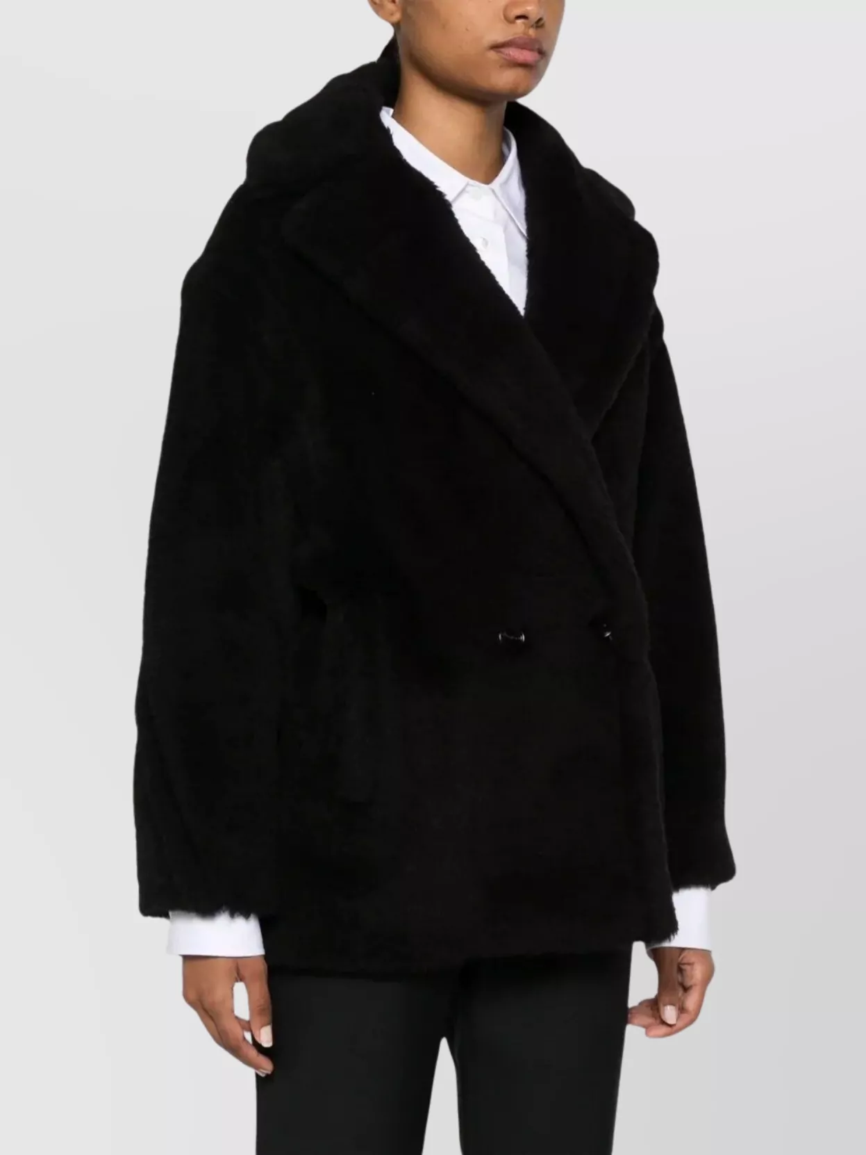 Max Mara Wide Lapel Alpaca Wool Blend Coat