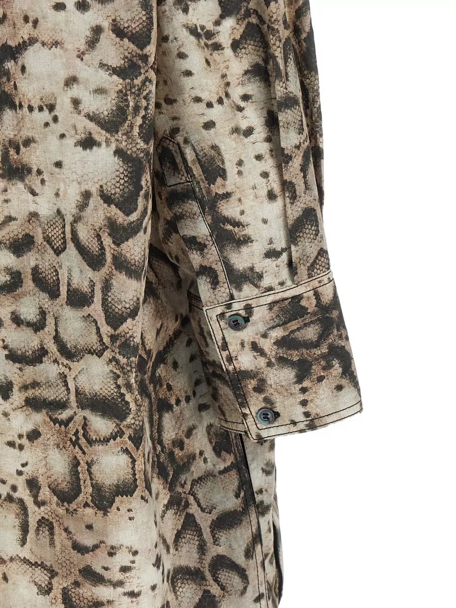 Pinko Snake-Print Cotton Mini Shirt Dress