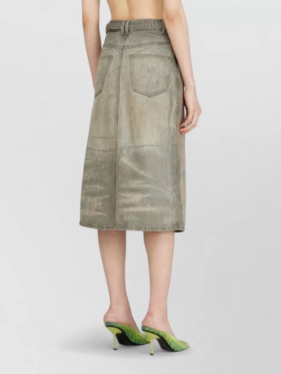 Diesel Denim High-Rise Flared Wrap Midi Skirt