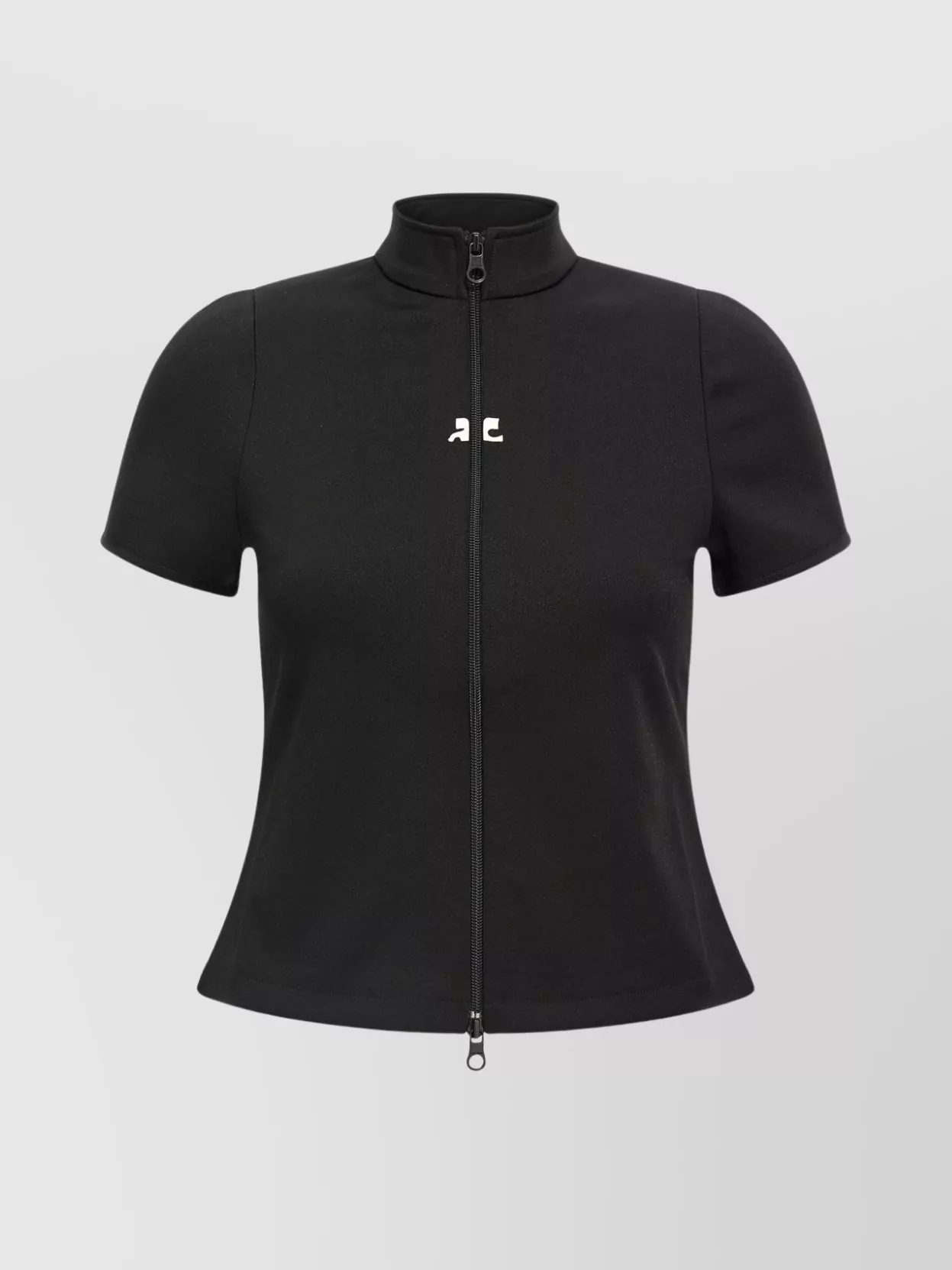 Courrèges Zip-up Short-sleeve Top In Black