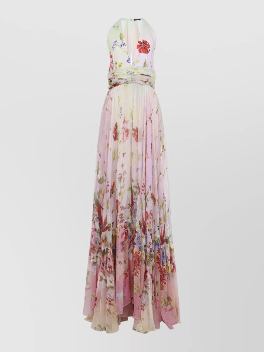 Roberto Cavalli Miami Flowers Halter Neck Long Dress