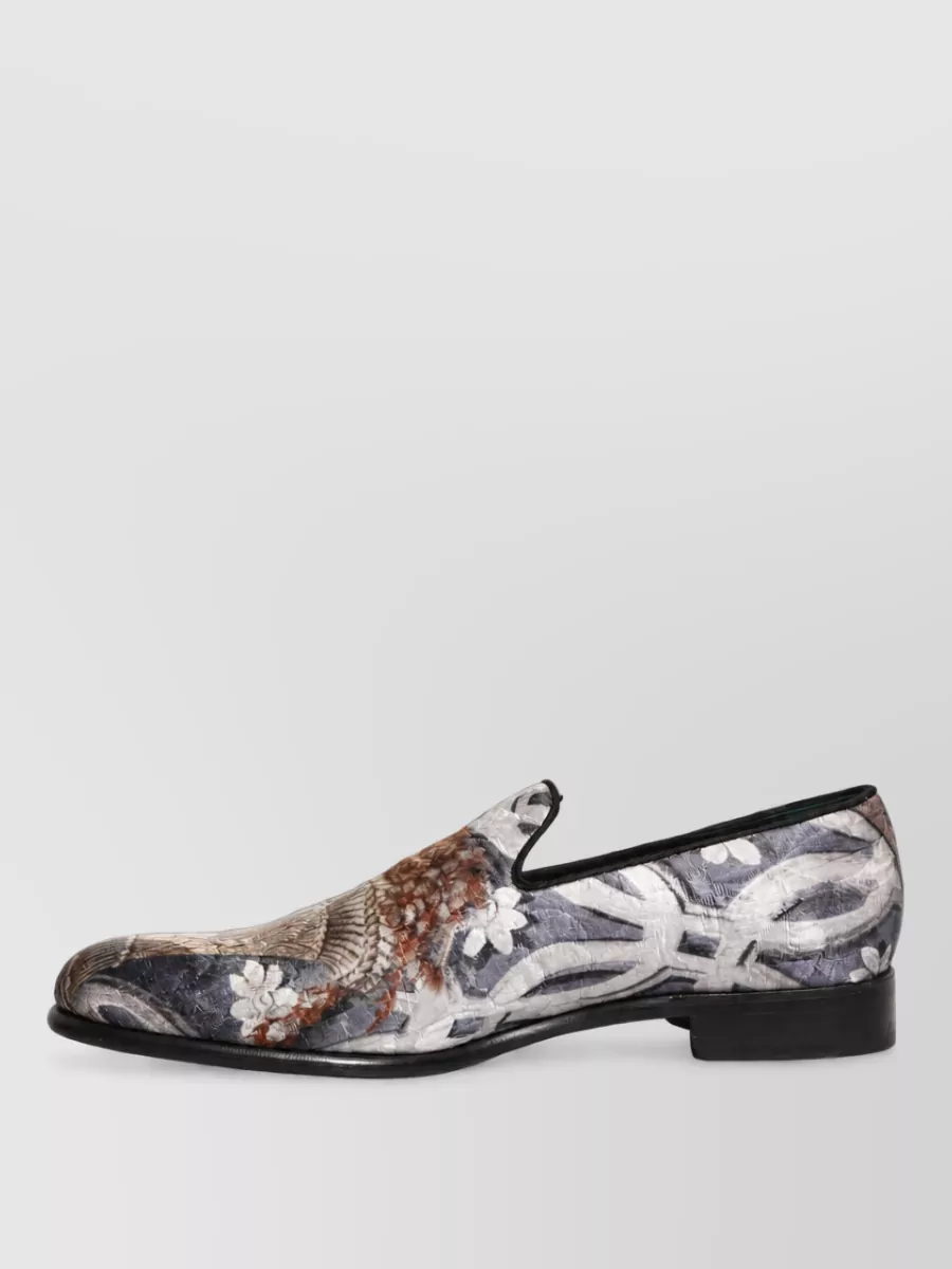 Dolce&Gabbana Leather Floral-Embroidery Loafers