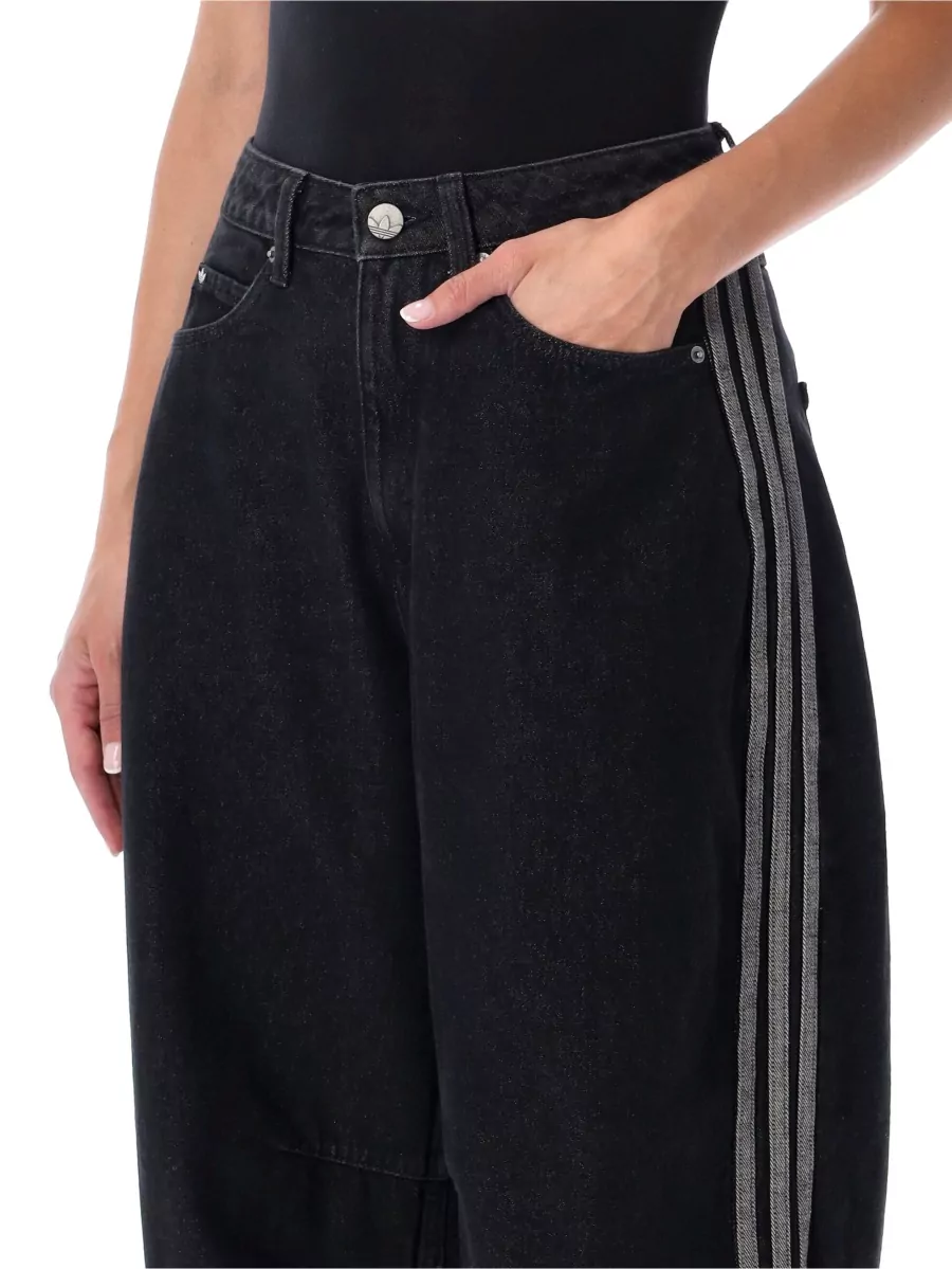 Adidas Originals Denim High-Rise Barrel-Leg Jeans