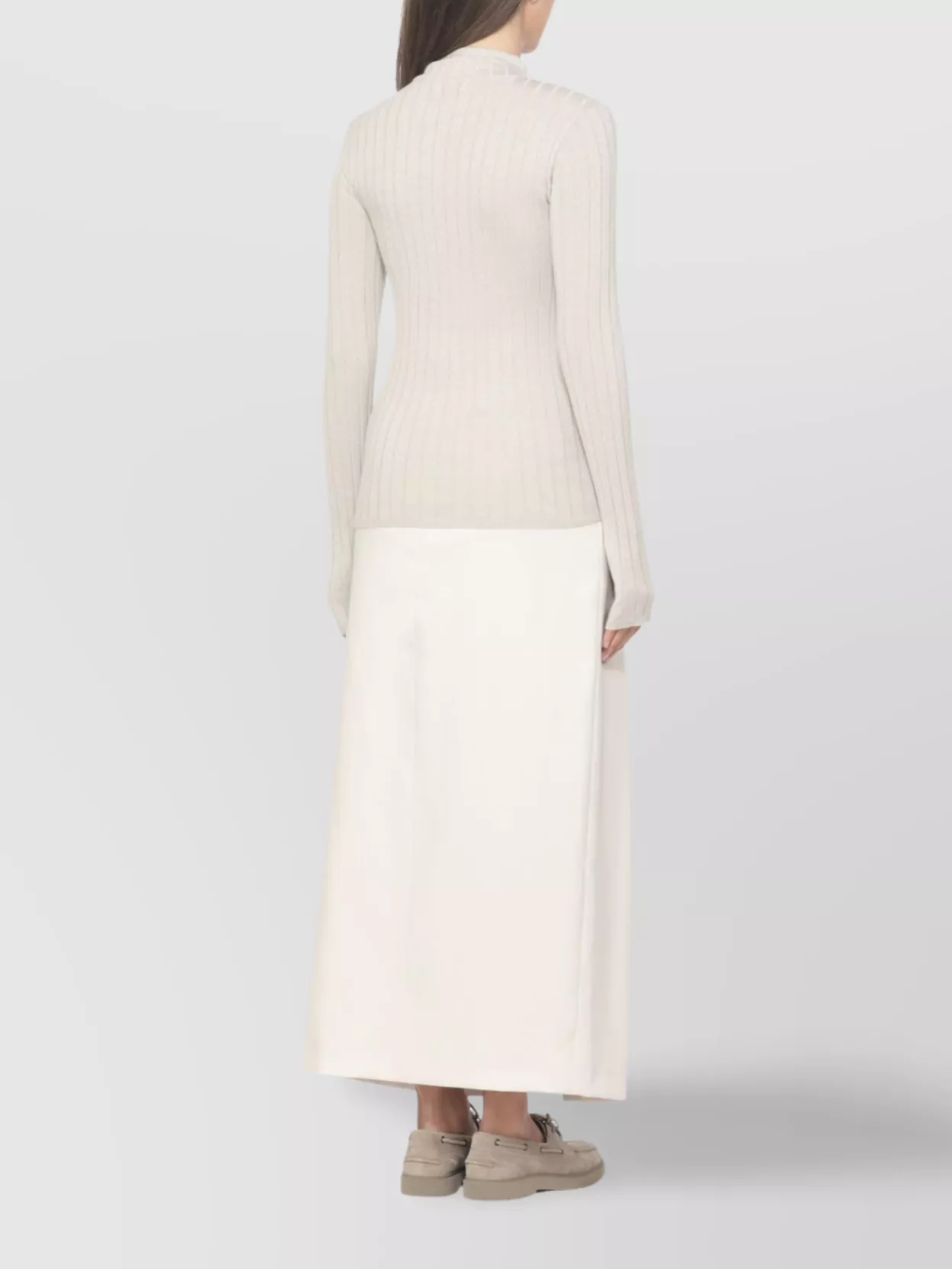 Brunello Cucinelli Ribbed Knit Sweater Lurex Accents In Gray