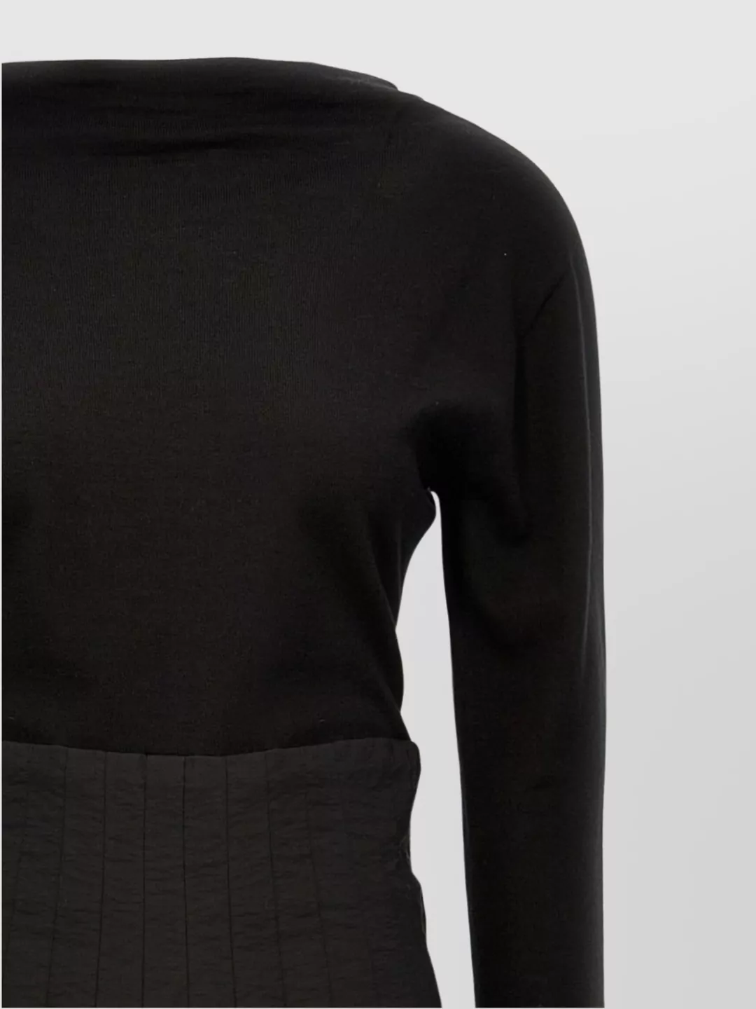 Shop Fabiana Filippi Wool And Cotton Dress With Long Sleeves In Black