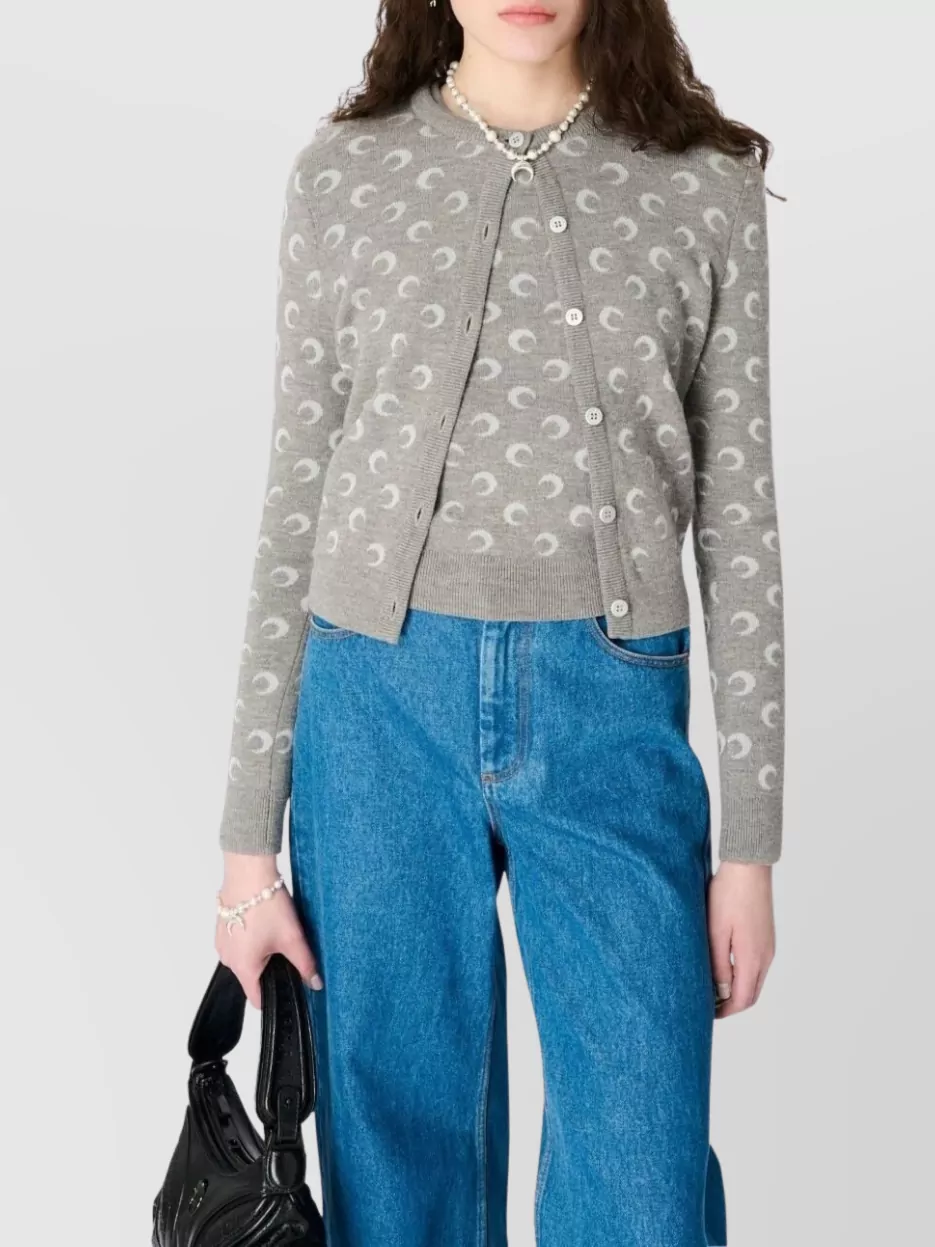 Marine Serre Crescent Moon Pattern Knit Cardigan