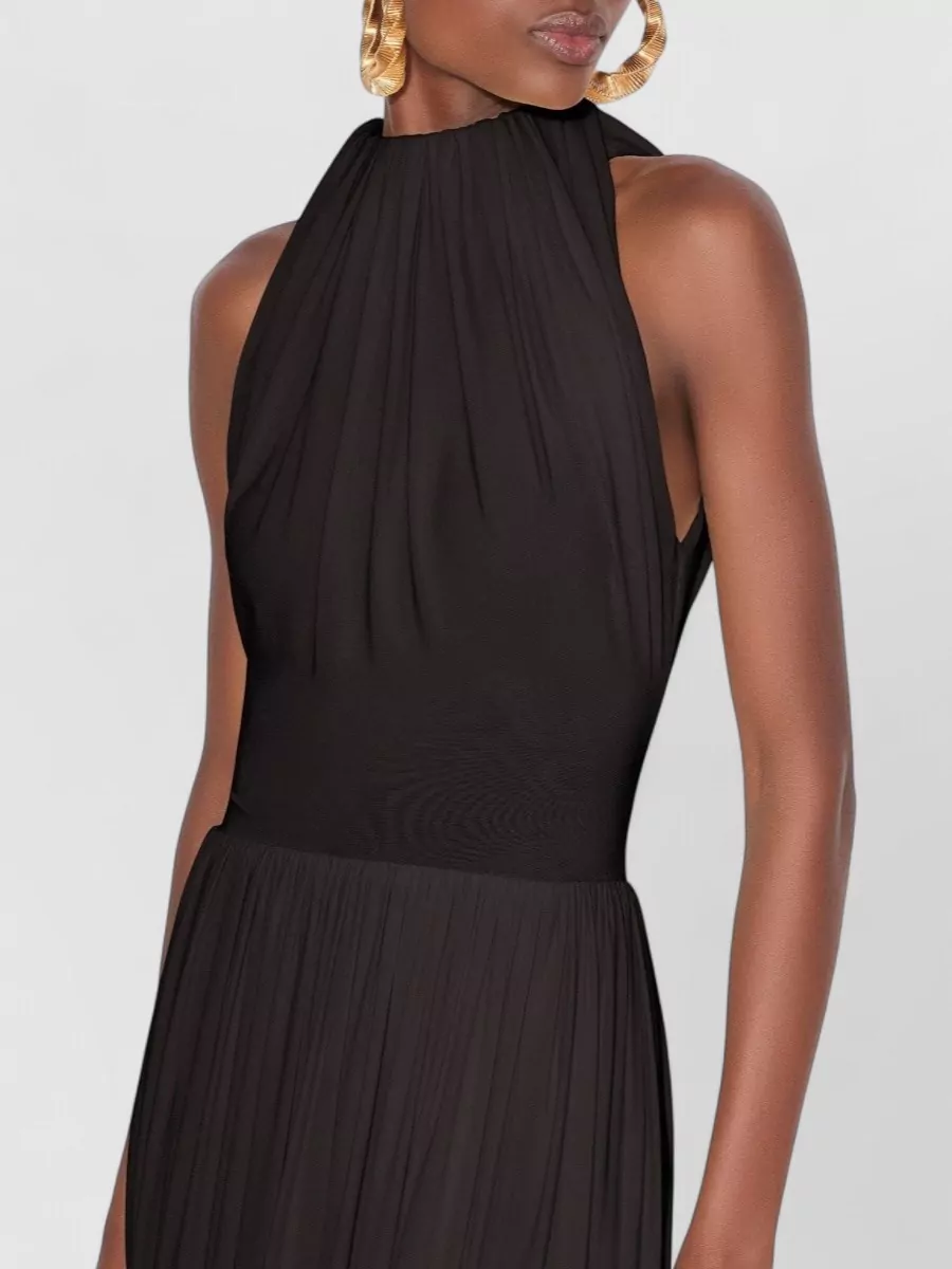 Alaïa Draped Pleated Halterneck Midi Backless Dress