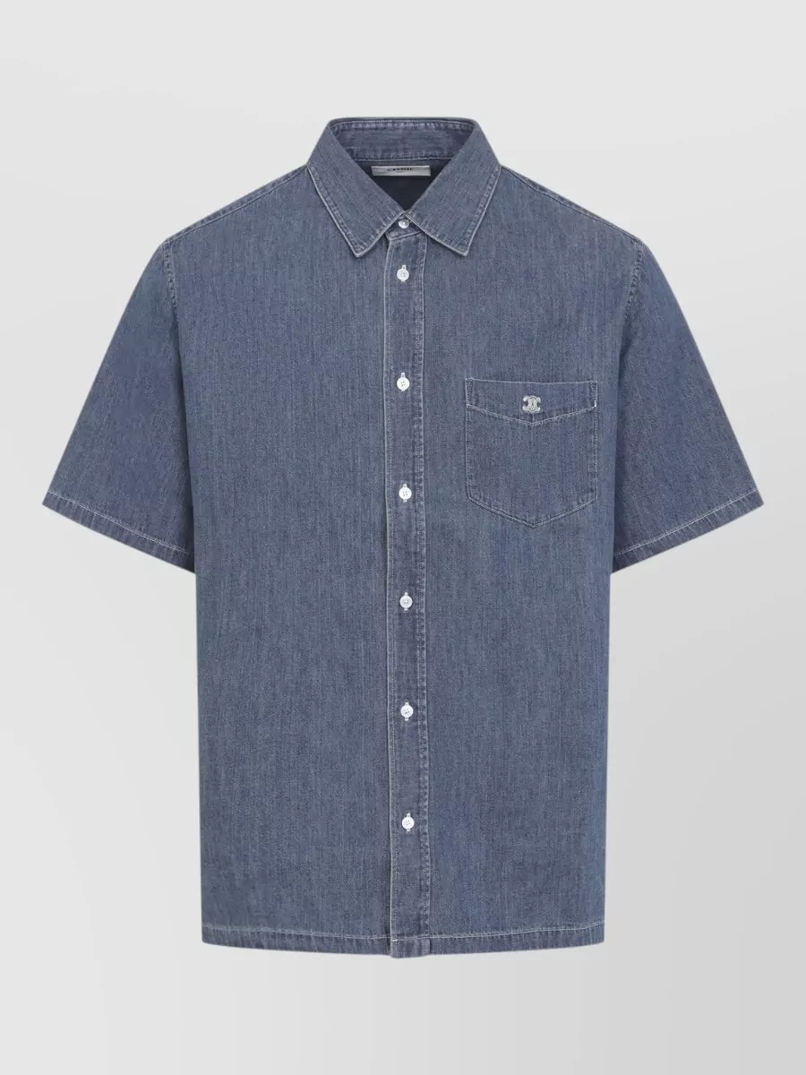 Celine Denim Short-Sleeve Shirt