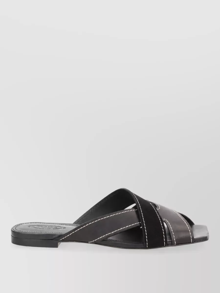 Tod's Mules Sandal Cross Strap Open Toe Design