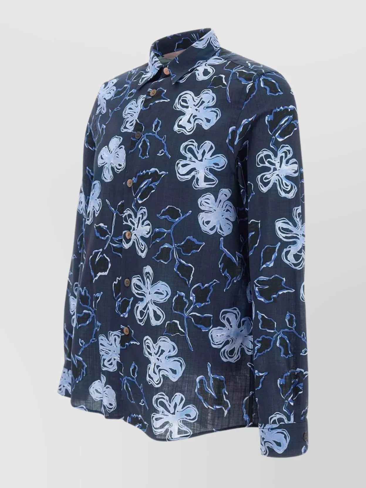 Shop Paul Smith Yukka Print Cotton Shirt With Rounded Hem