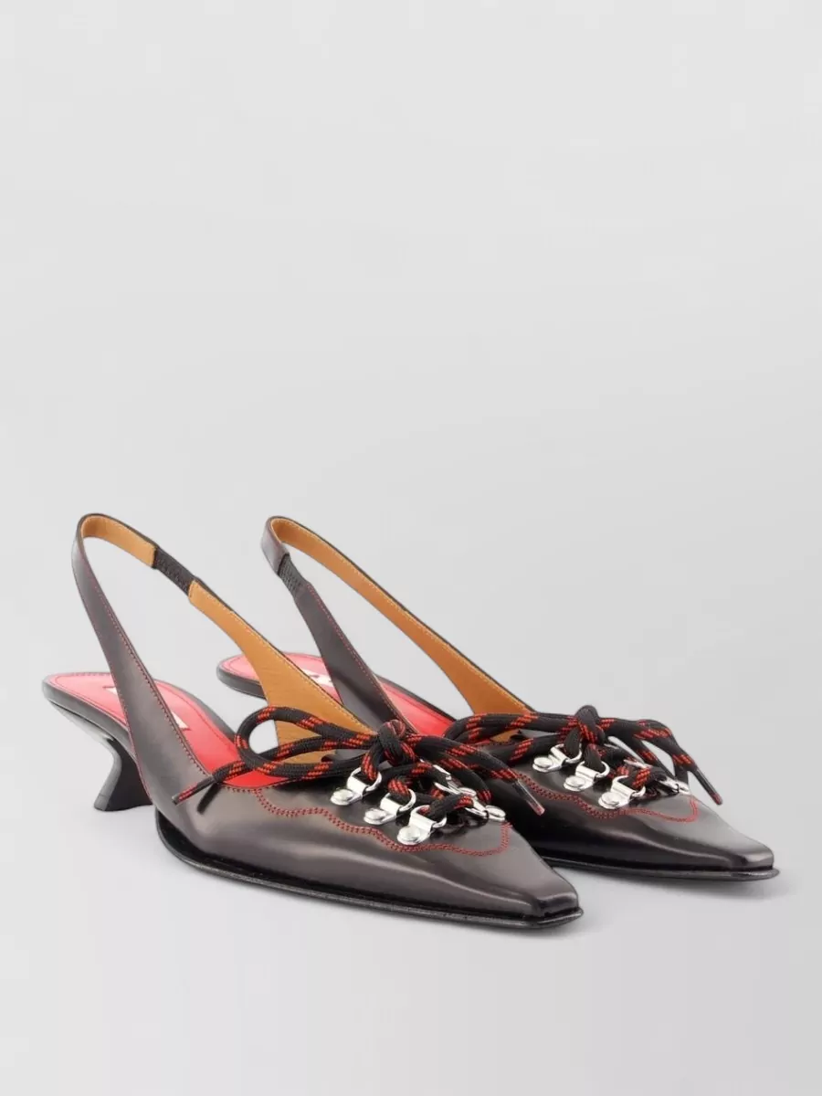 Marni leather lace-up slingback mules