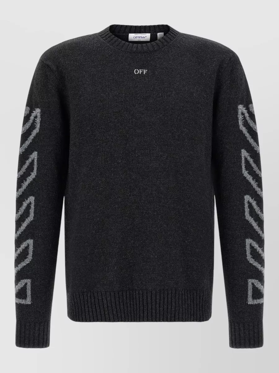 Off-White wool fuzzy intarsia jumper