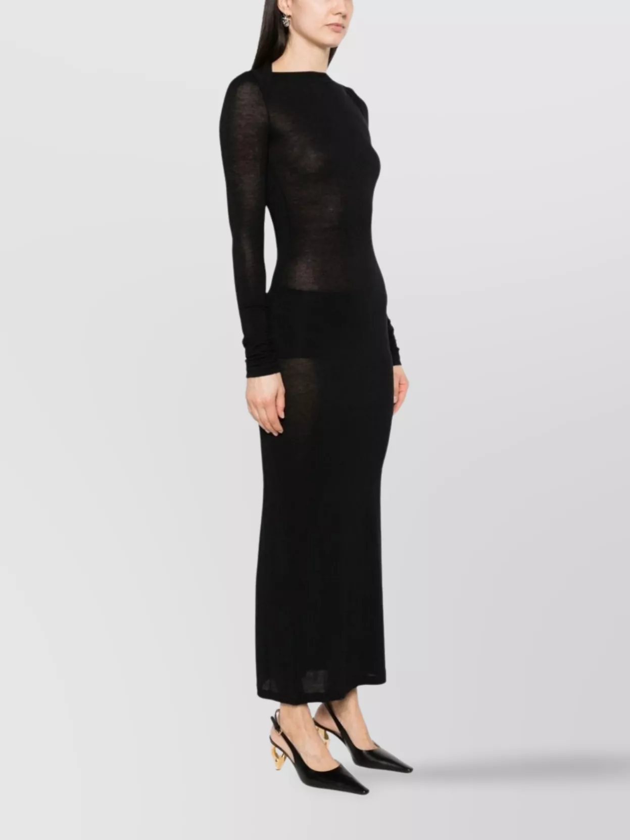 Saint Laurent Wool Blend Long Pencil Dress