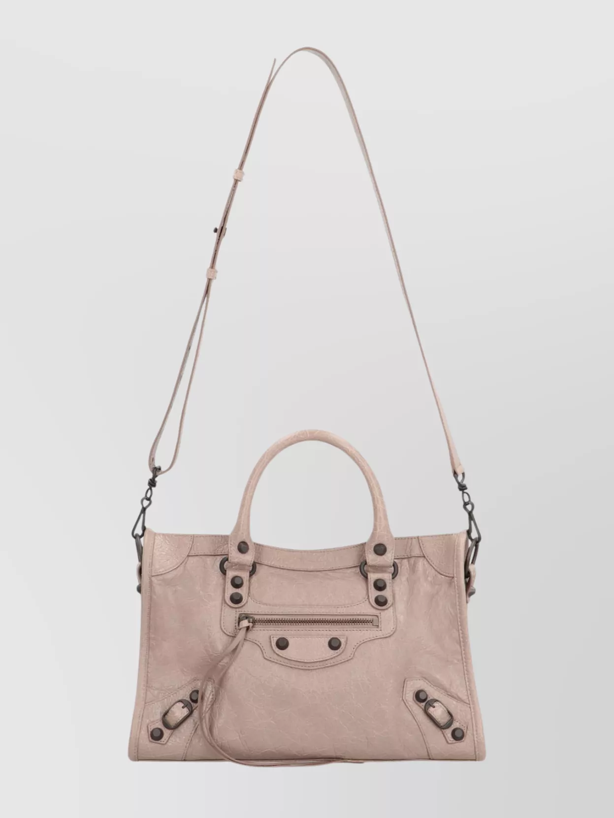 Balenciaga Studded Shoulder Bag With Textured Finish And Top Handle