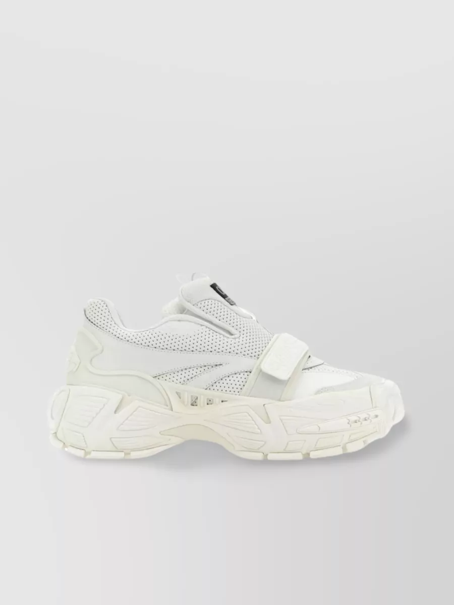Shop Off-white Fusion Of Leather And Mesh Slip-ons With Unique Sole In White