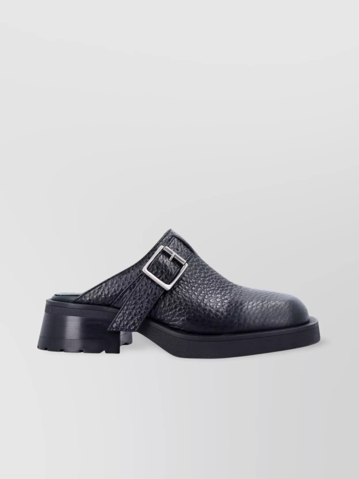 Miista Buckled Black Mules With Textured Upper