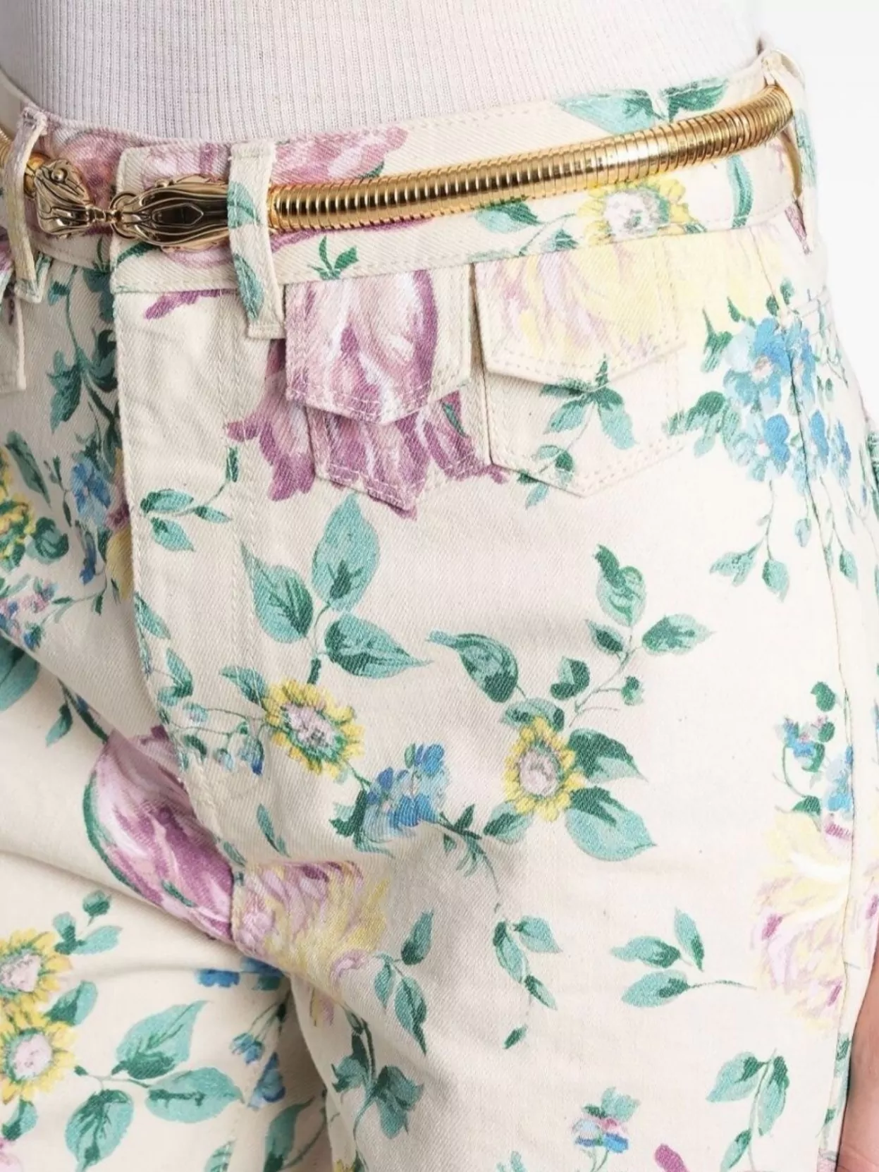 Chloé Floral Print High Waist Flared Jeans