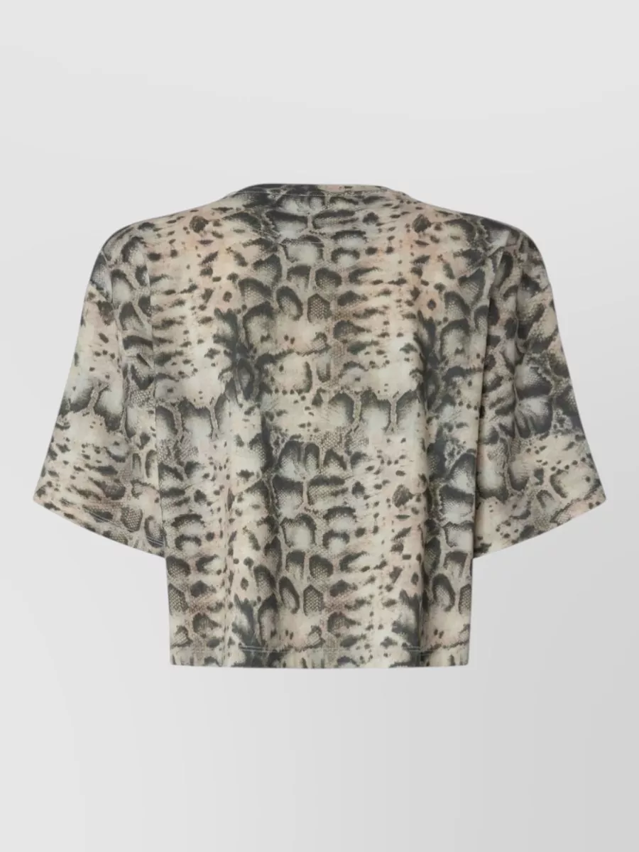 Pinko Snake Print Cropped Embellished T-Shirt