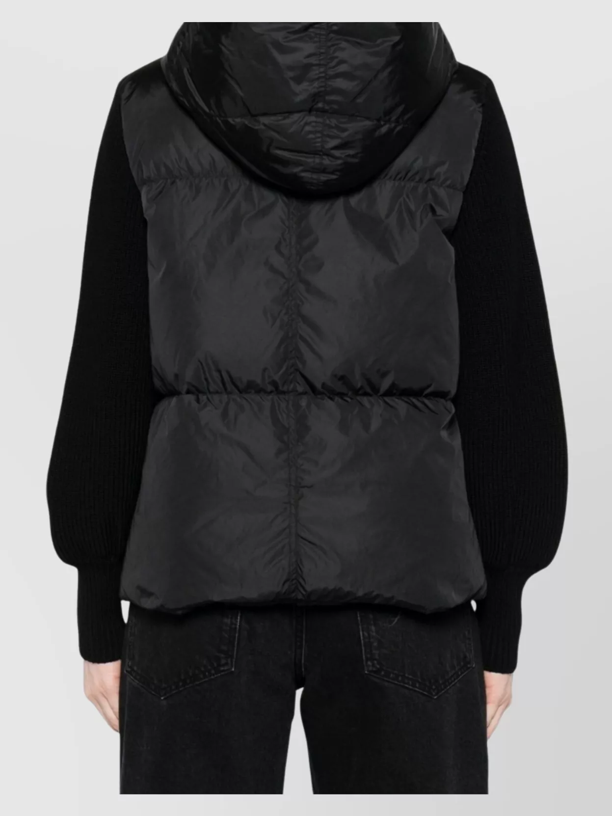 Canada Goose Short Down Jacket With Hood And Knit Sleeves In Animal Print