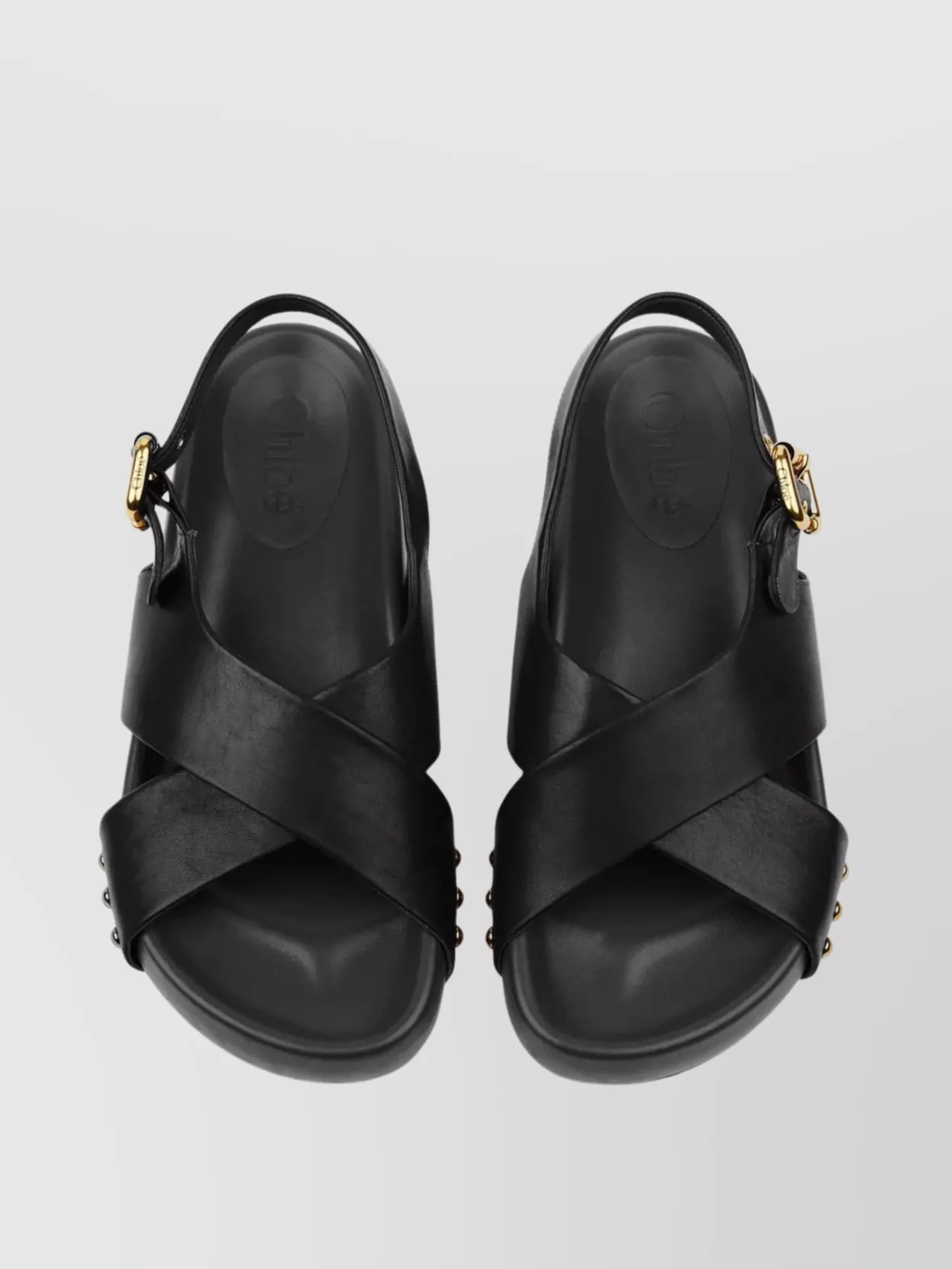 Chloé Criss-cross Stud Slingback Sandals In Gray