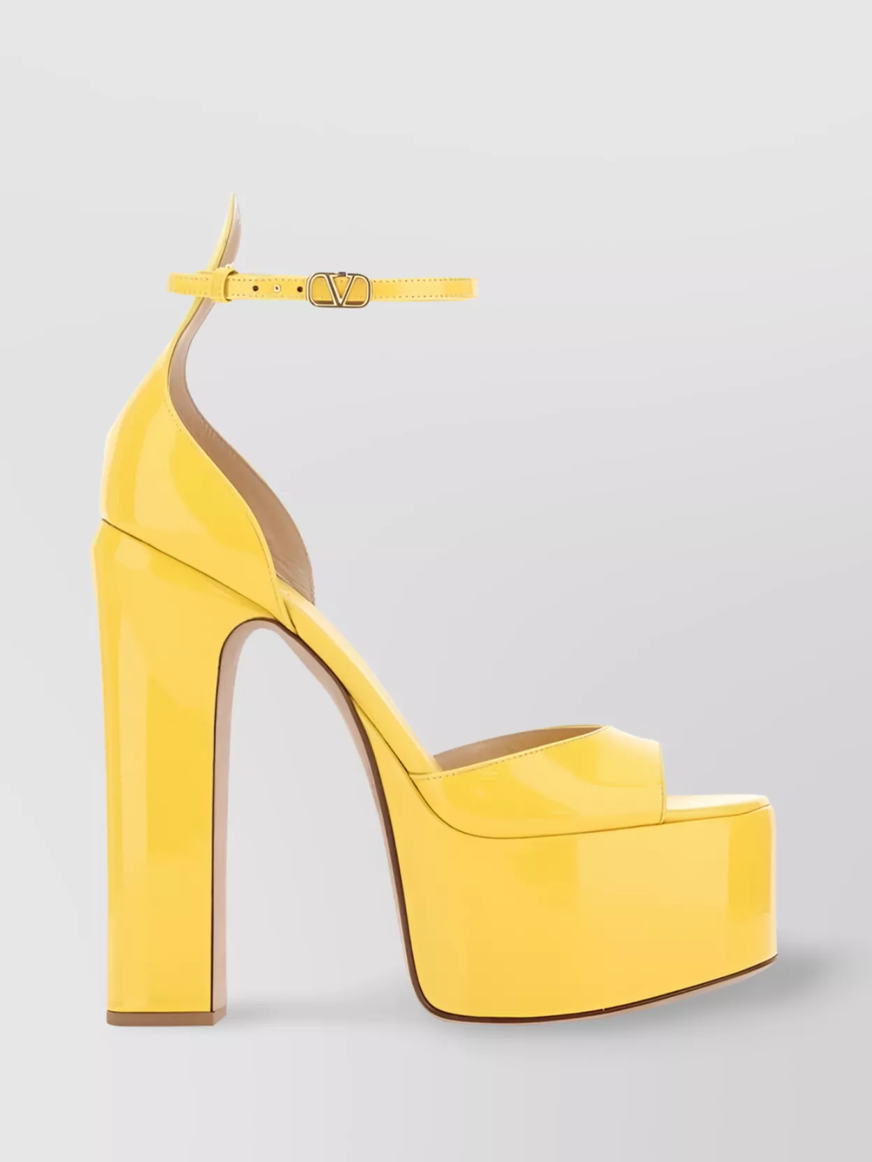 Shop Valentino Platform Sandals With Open Toe And Ankle Strap In Yellow