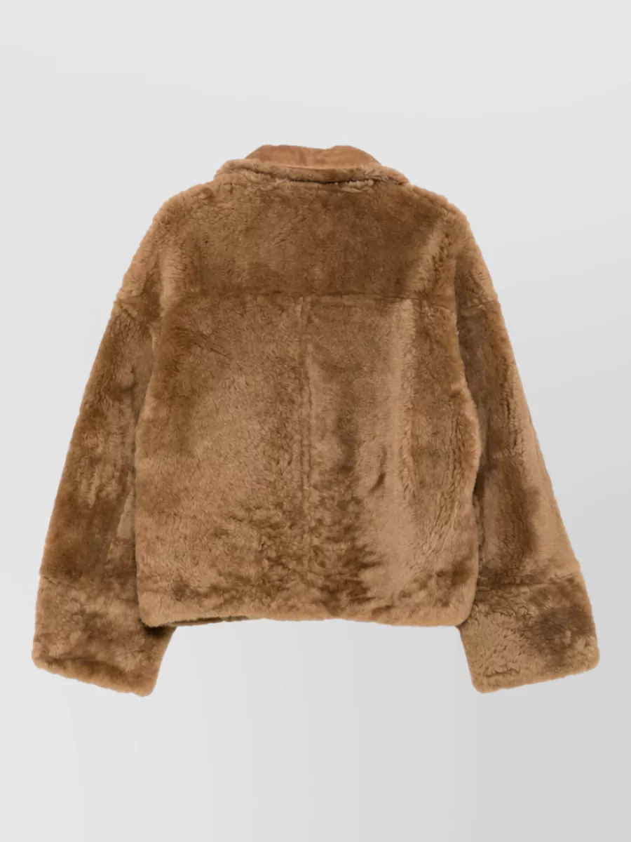 Ami Paris Shearling Collar Leather Jacket