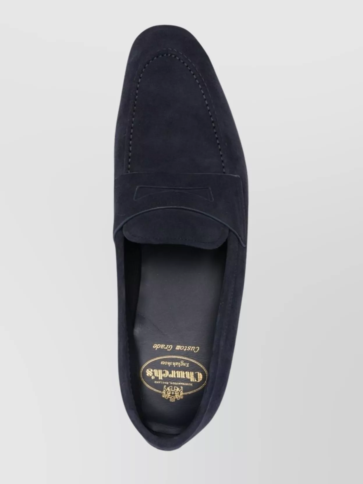 Church's Suede Almond Toe Penny Strap Loafers