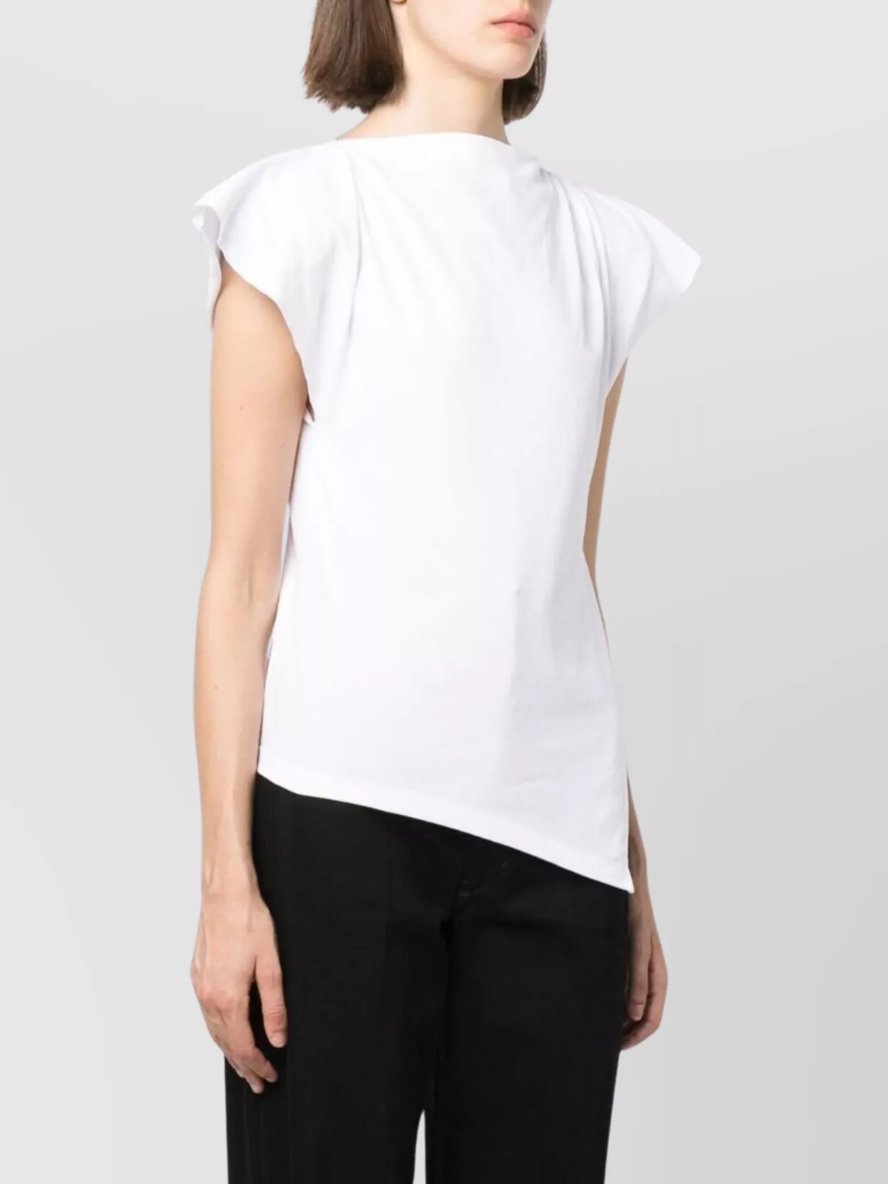 Isabel Marant Padded Boat Neck T-Shirt With Asymmetric Hem