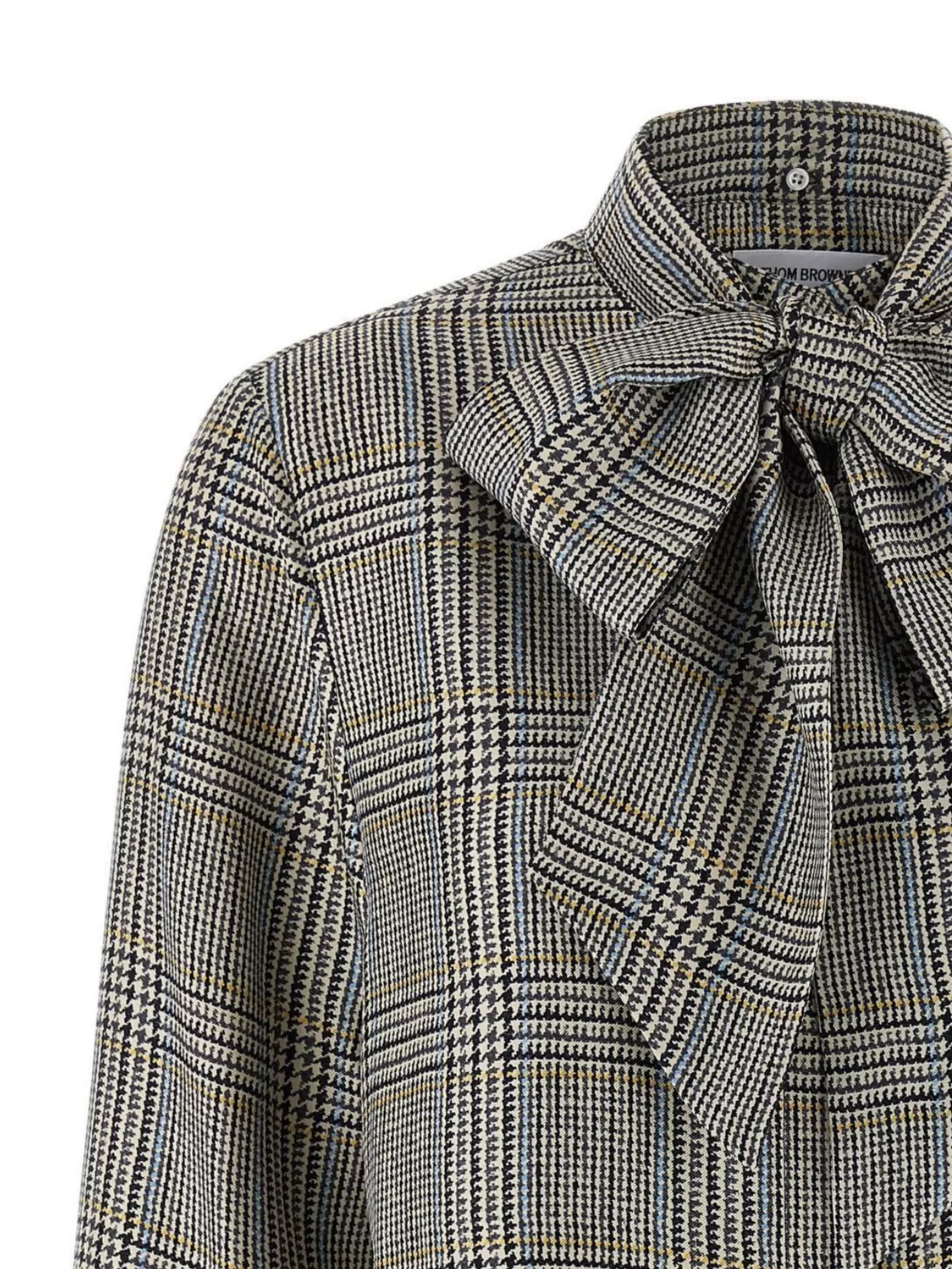 Thom Browne Long Sleeve Shirt With Curved Hem And Bow